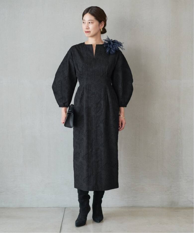 追加》ジャガードウエストシェイプワンピース（ワンピース）｜VERMEIL  