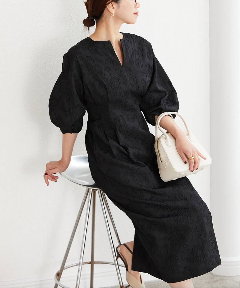 追加》ジャガードウエストシェイプワンピース（ワンピース）｜VERMEIL  