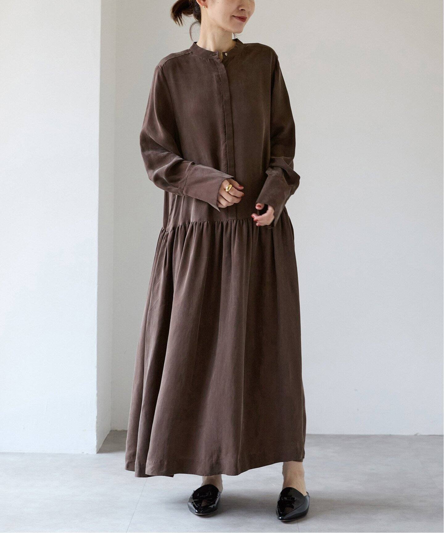 WEB・一部店舗限定予約》キュプラフィブリルギャザーワンピース  