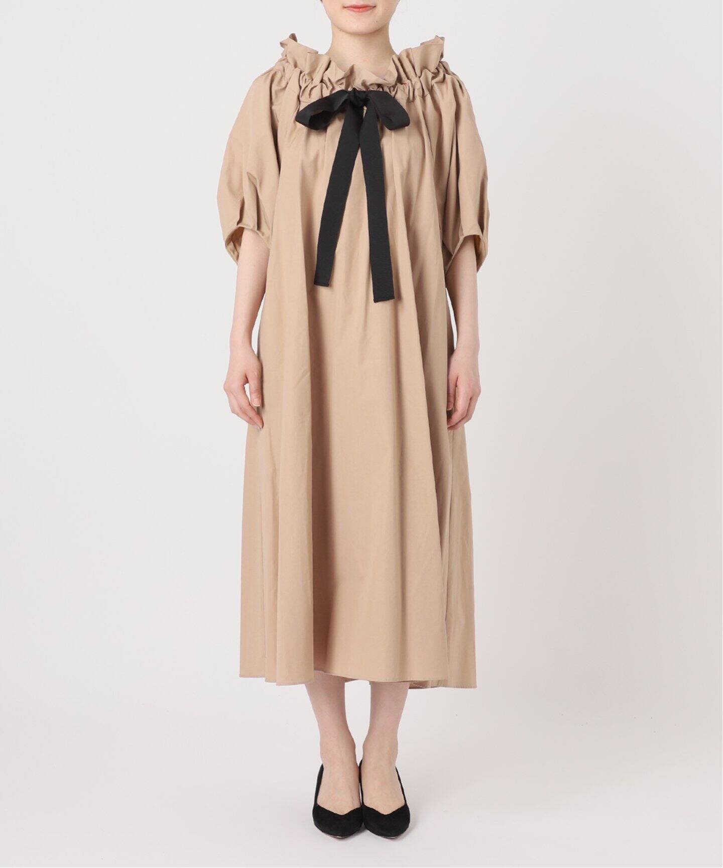 VERMEIL par iena　コットントロピカルドロストリボンワンピース38 コットントロピカルドロストリボンワンピース（ワンピース