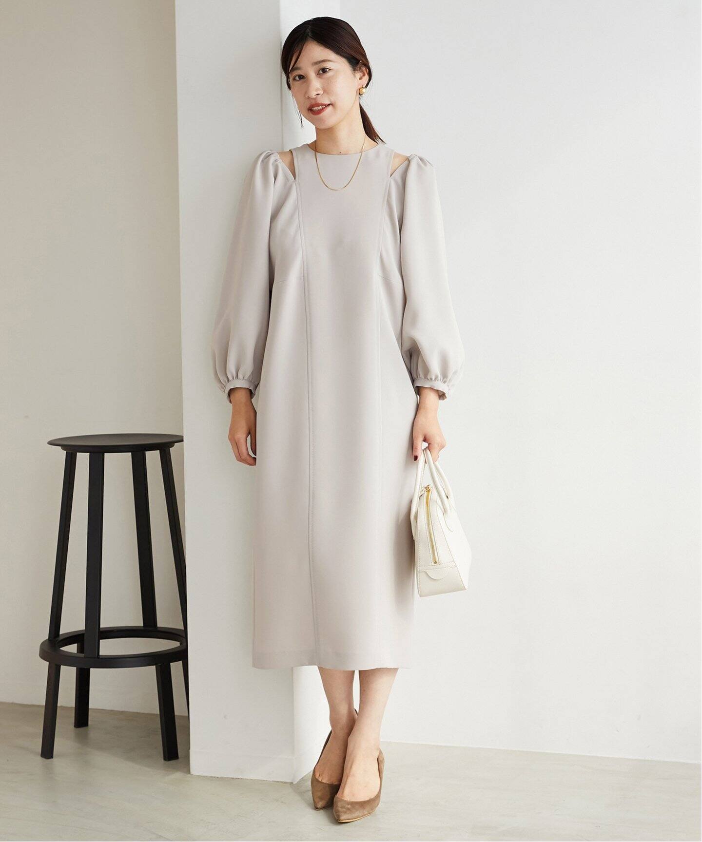 ダブルクロス ショルダースリットワンピース（ワンピース）｜VERMEIL  