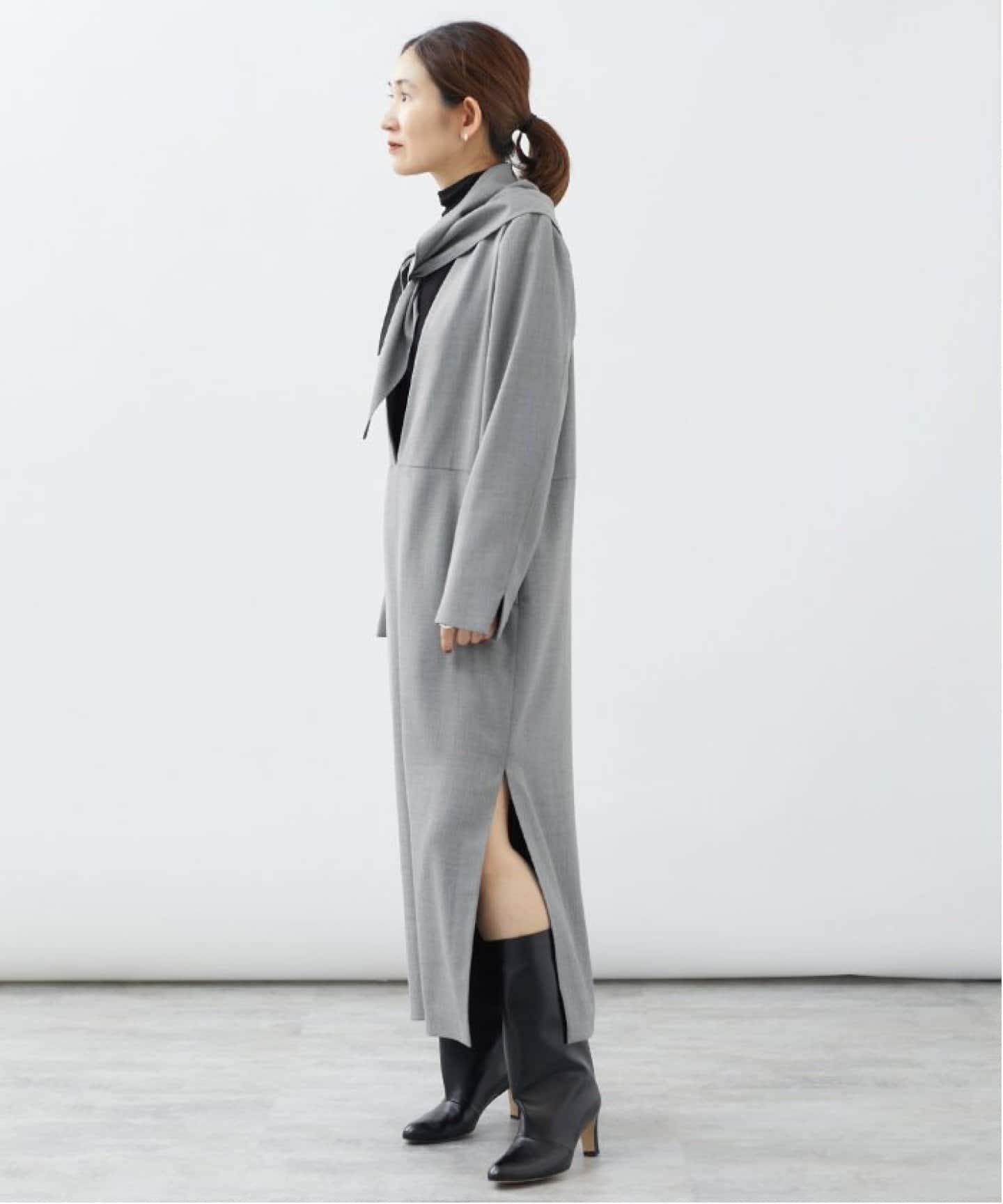 ヴェルメイユパーイエナ ウール圧縮スムース パフスリーブワンピース 紫 日本製 VERMEIL par iena（ヴェルメイユパーイエナ）の「【エクラ別注