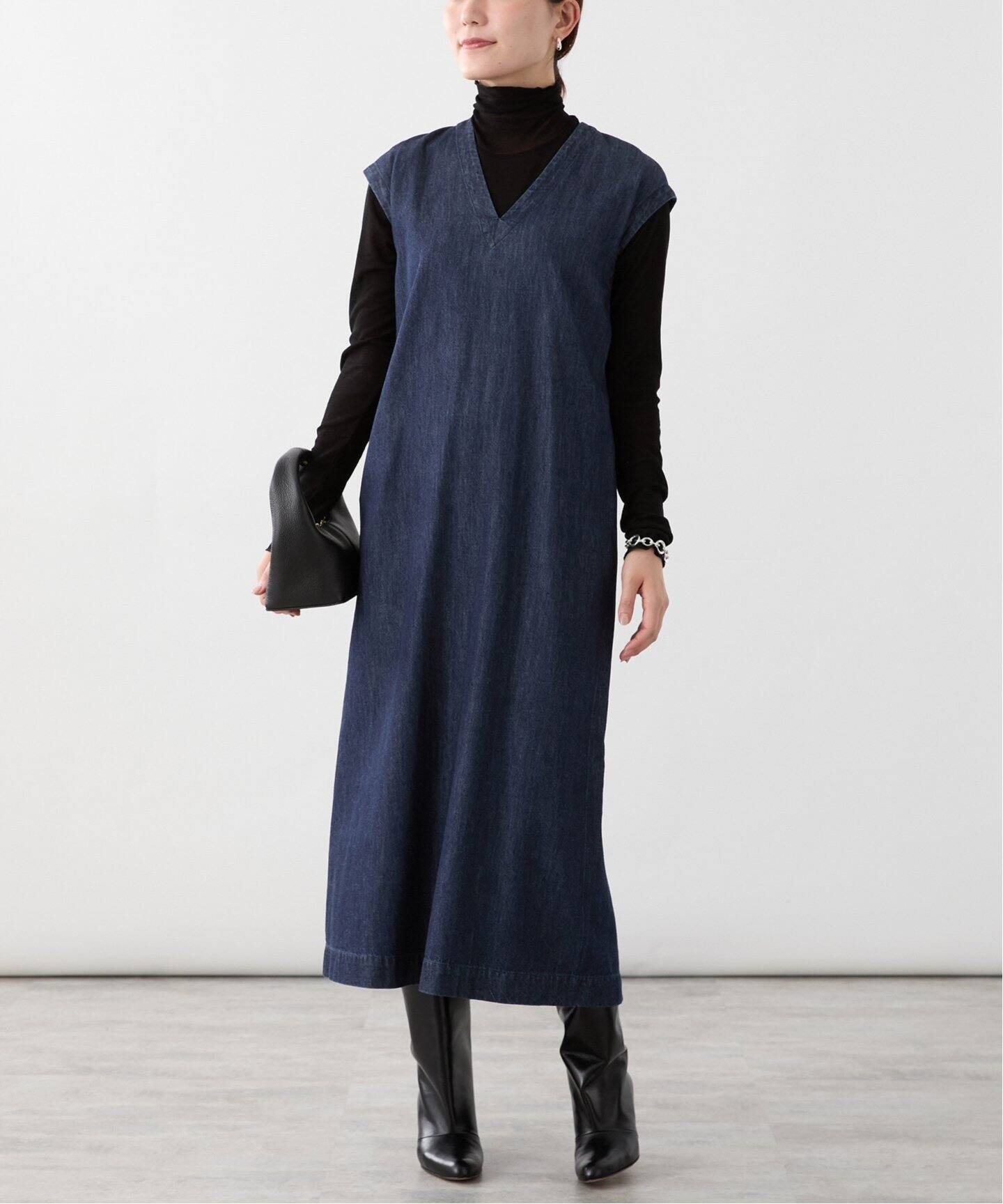 とと様VERMEIL par iena ブラックデニムウエストフィットワンピース