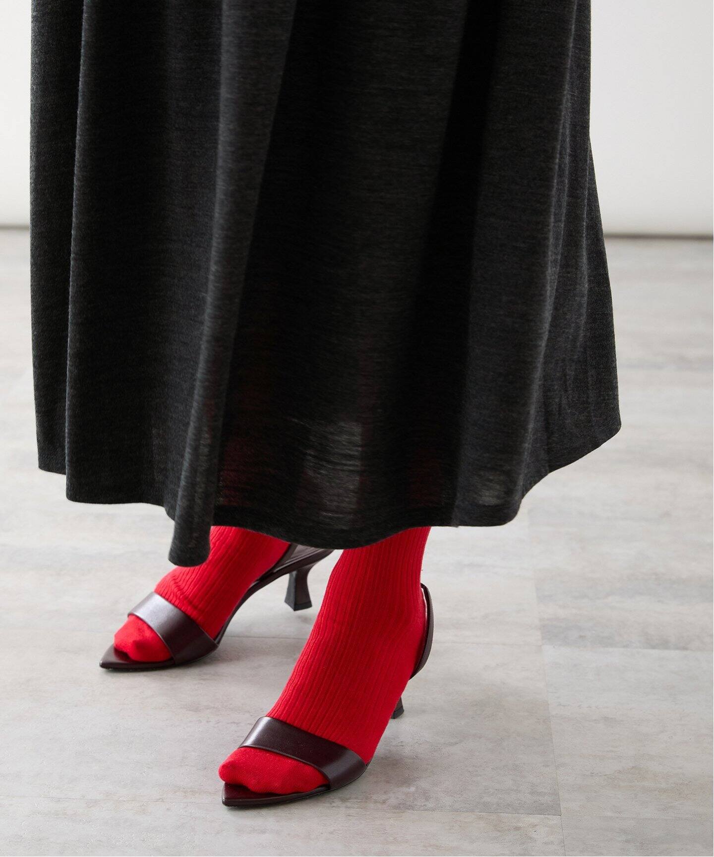 ROOM NO.8 BLACK WOOLJRSY GATHER ドレス BSR8O-003（ワンピース 