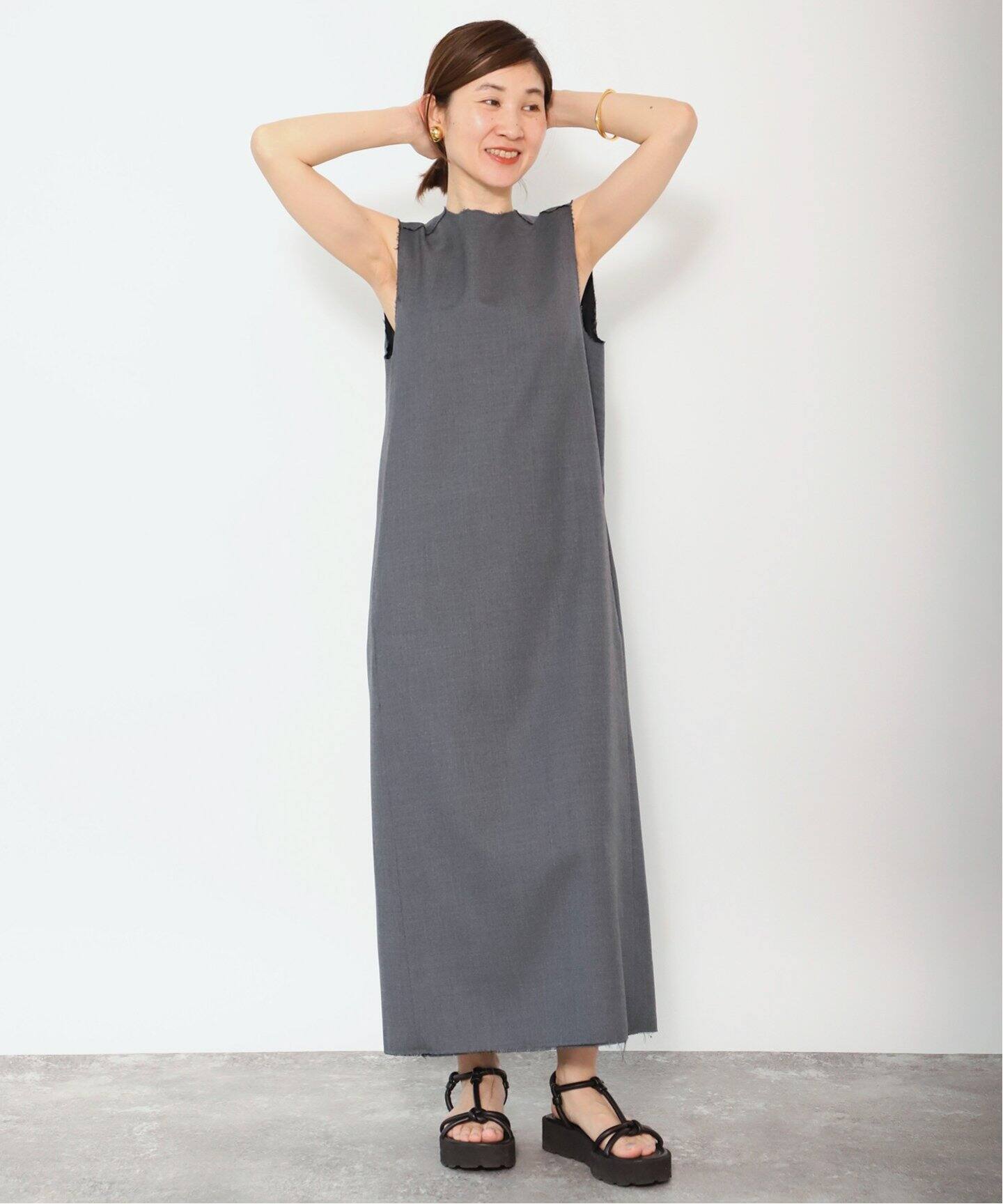 INSCRIRE/アンスクリア】Wool ノースリーブドレス（ワンピース  