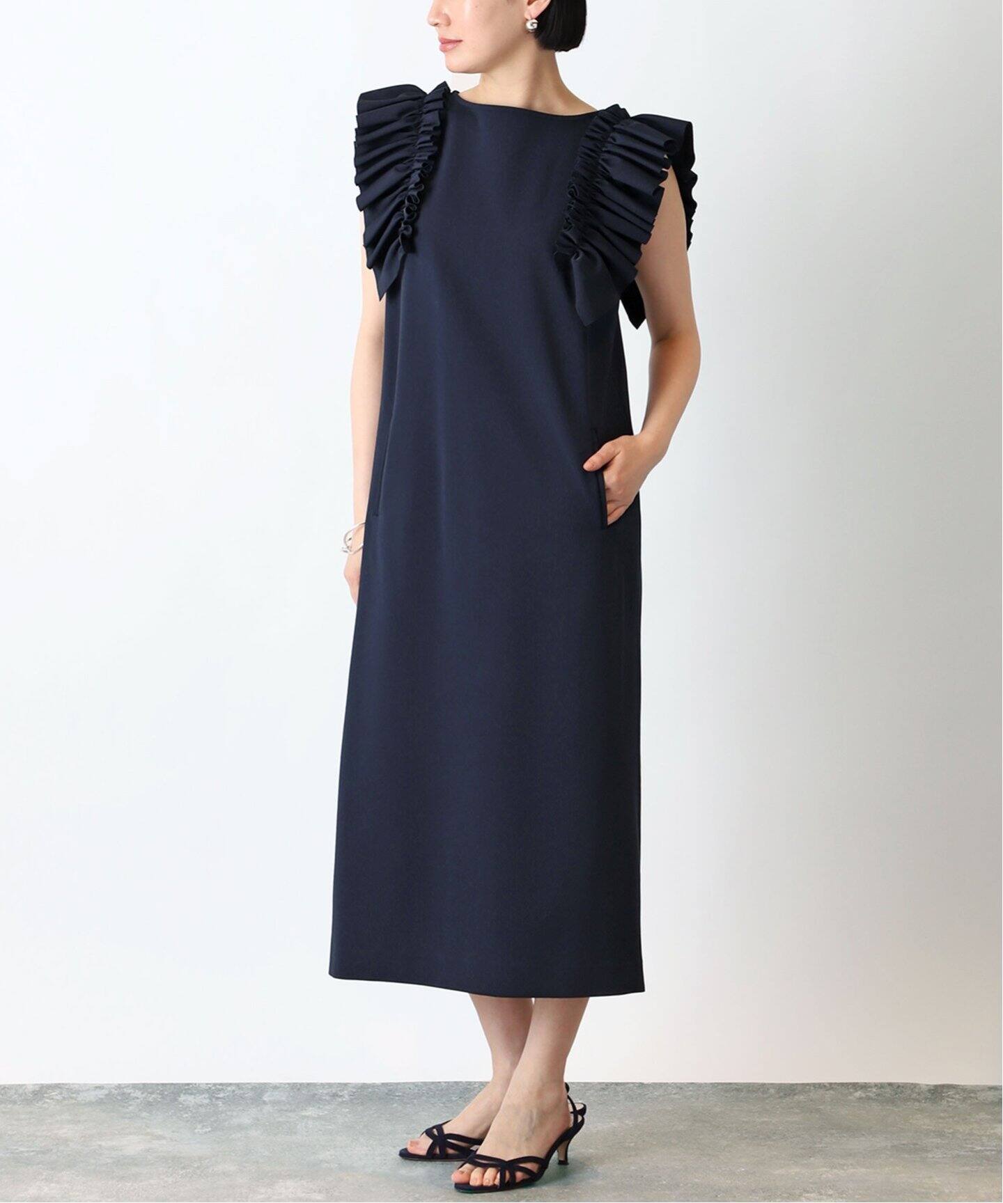 Room no.8 BLACK/ルームエイトブラック】Camellia Frill /S ドレス  