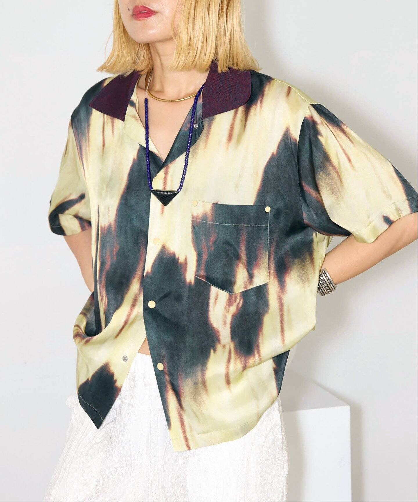 TOGA PULLA INNER PRINT S/S SHIRT TZ242-FJ911：シャツ（シャツ 