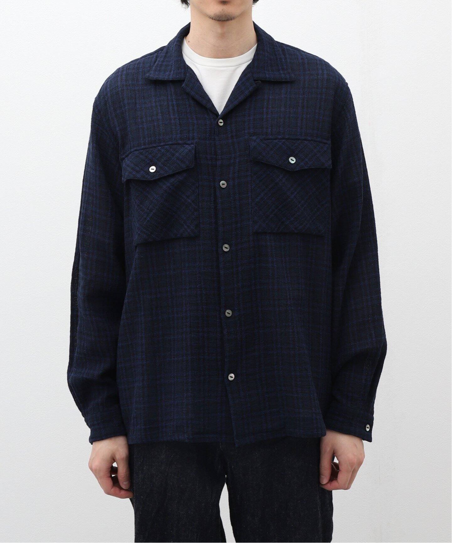 Caledoor/カレドアー】Panama Cloth Check Utility Shir（シャツ 