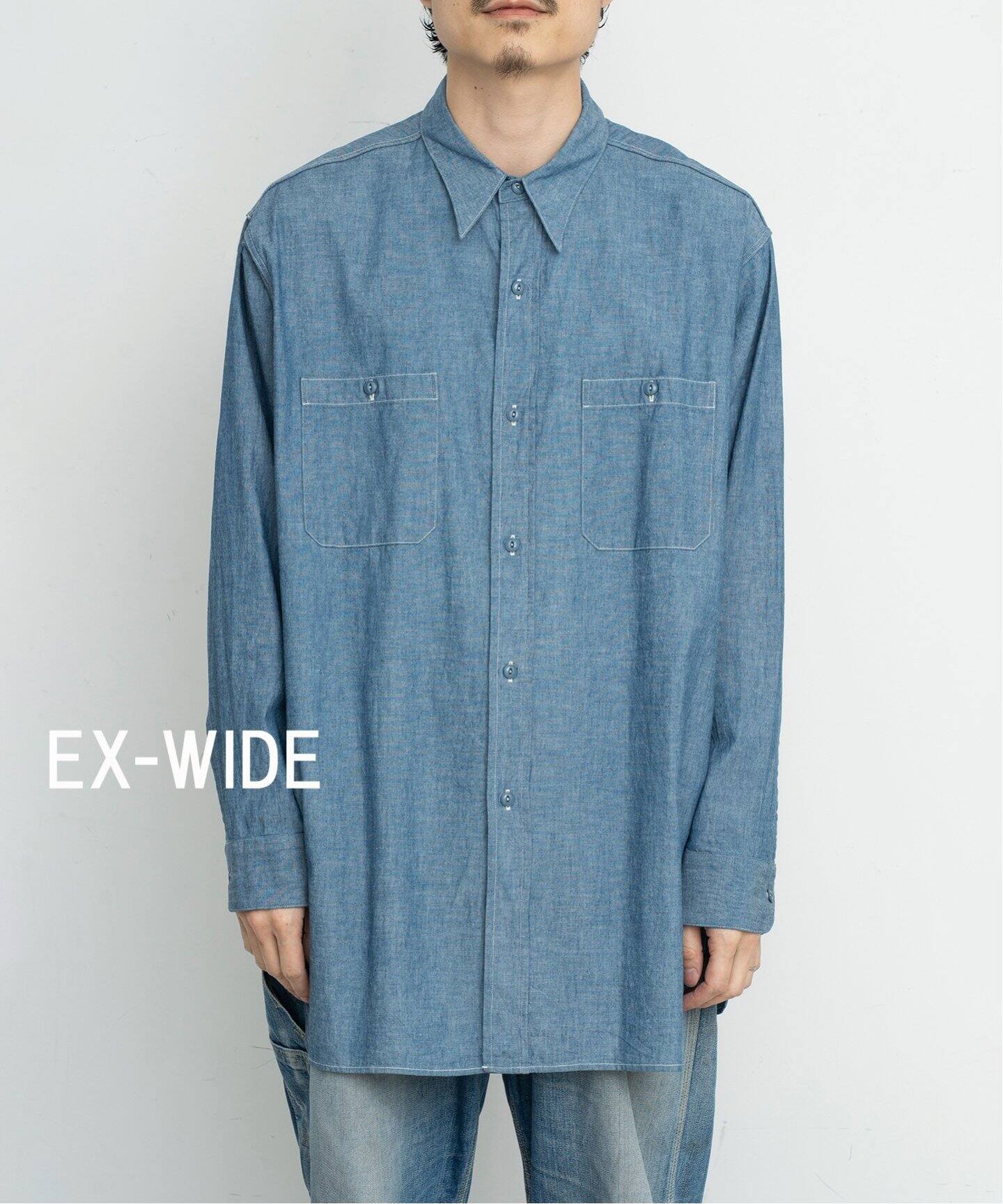 LE / エルイー】EX WIDE Chambray Shirts（シャツ／ブラウス）｜L 