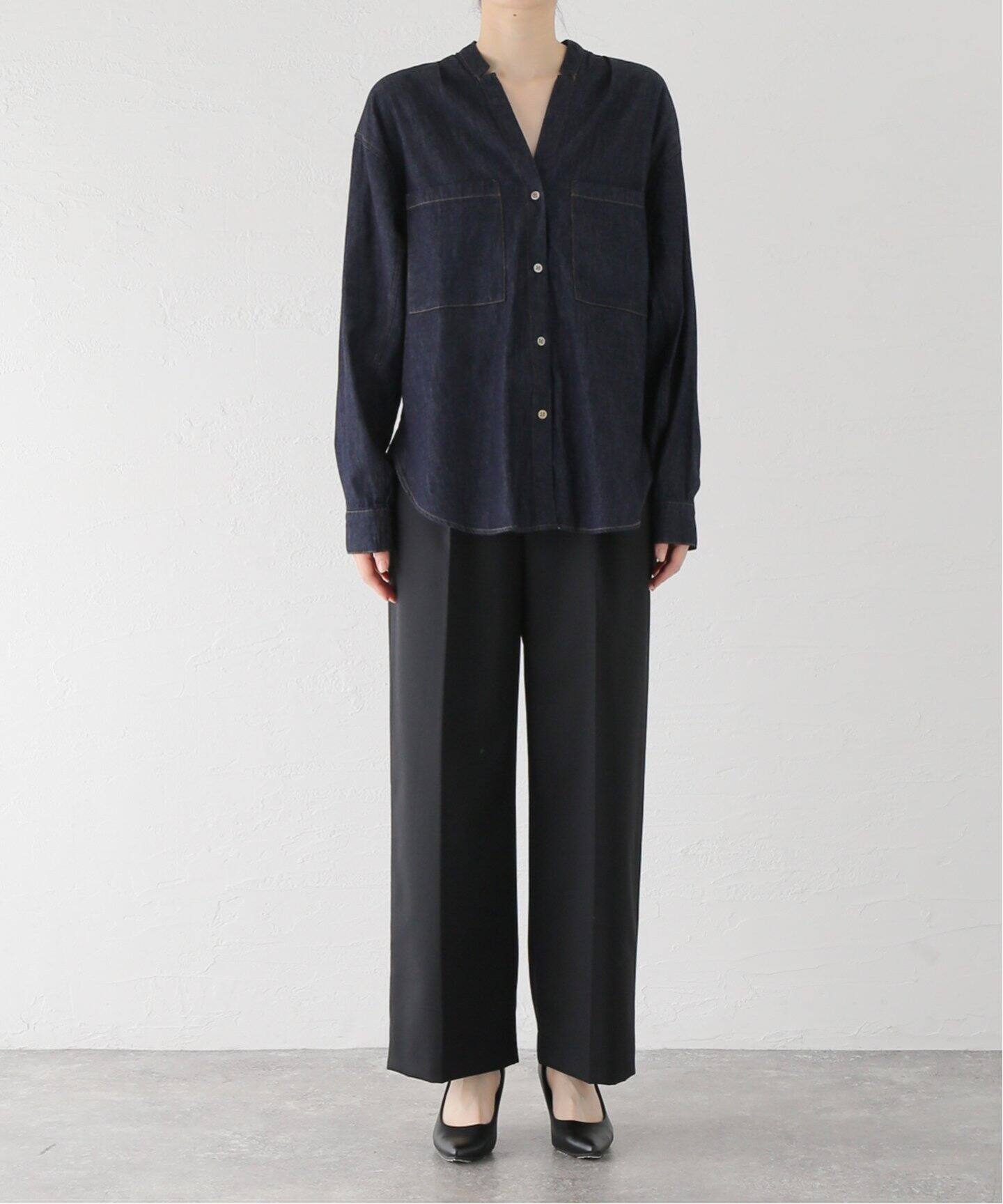 Munich/ミューニック】washed slub denim shirt（シャツ／ブラウス 