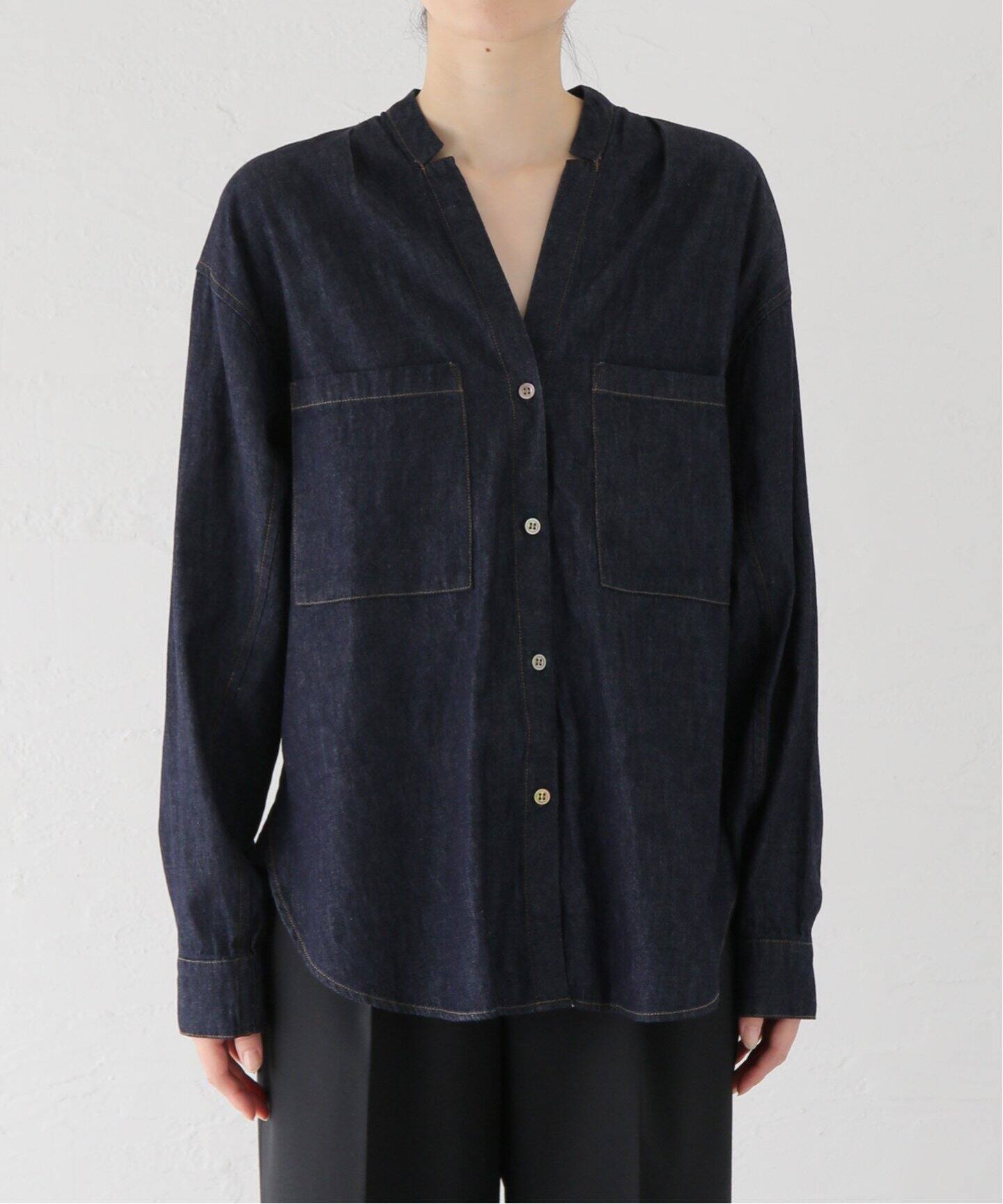 Munich/ミューニック】washed slub denim shirt（シャツ／ブラウス 