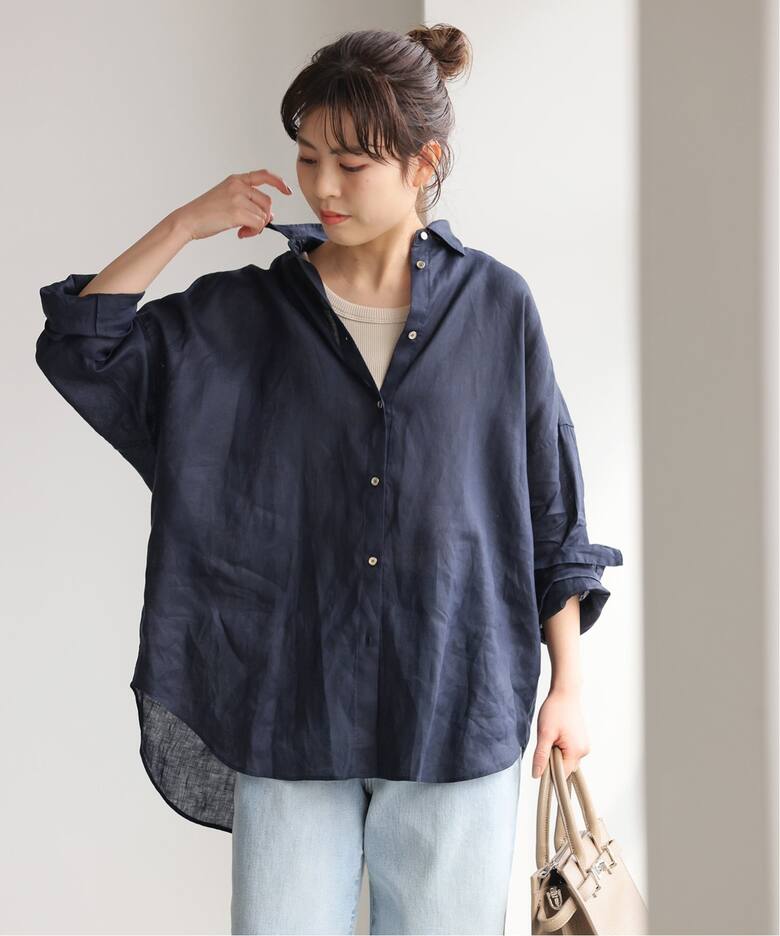 ≪追加≫80リネンカシュクールビッグシャツ（シャツ／ブラウス 