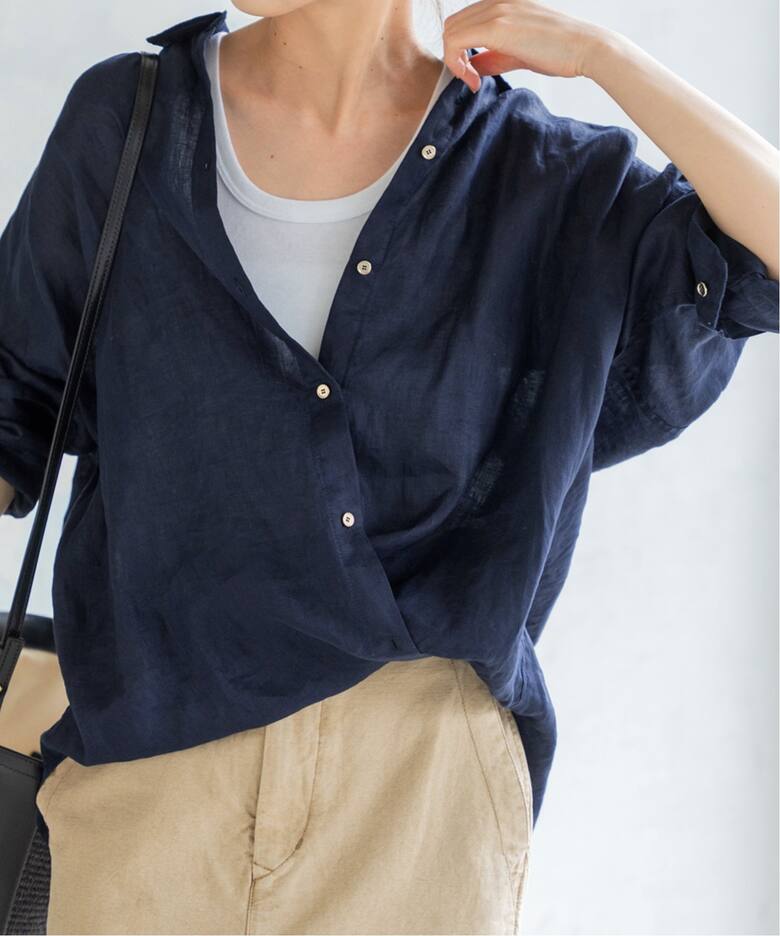 ≪追加≫80リネンカシュクールビッグシャツ（シャツ／ブラウス 