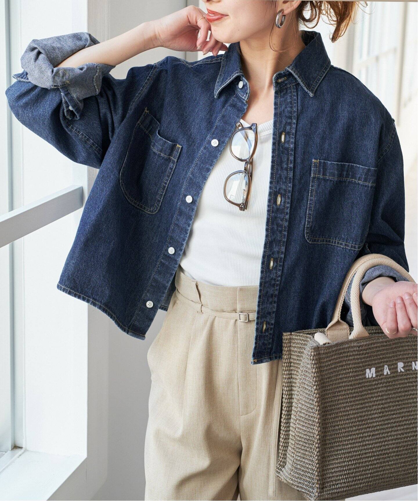 追加3予約》ショートデニムシャツ（シャツ／ブラウス）｜Spick and 