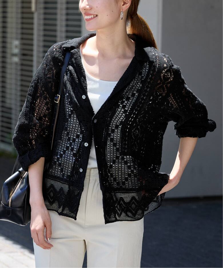 アンティークレースオープンカラーシャツ（シャツ／ブラウス  