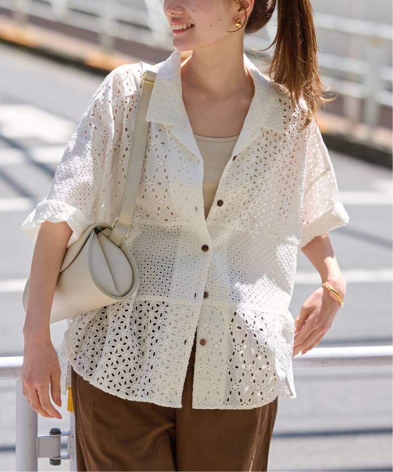 ≪WEB限定追加≫カットワーク刺繍半袖シャツ（シャツ／ブラウス 