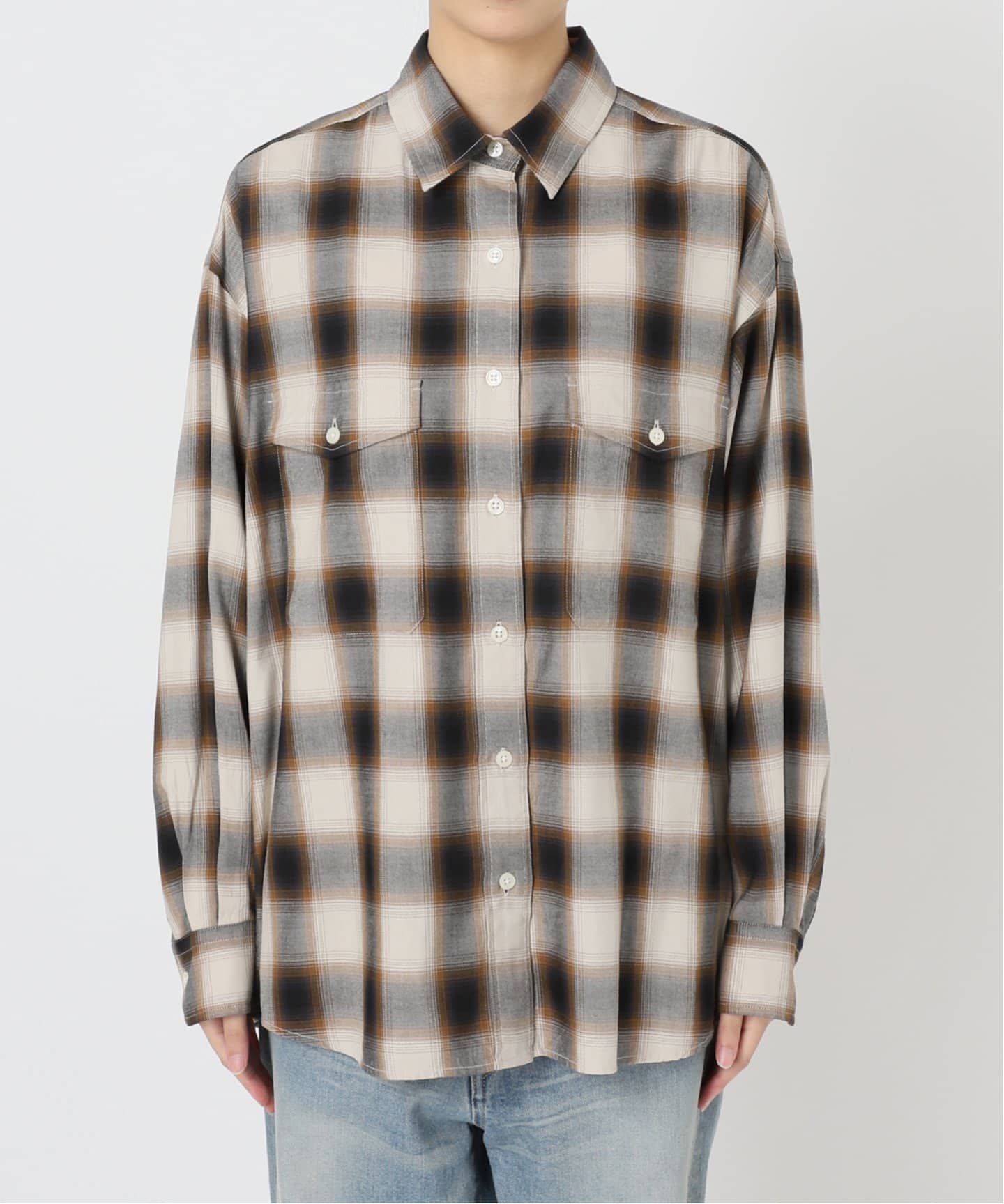 ☆美品☆FRAMeWORK フレームワーク　コットンレーヨンチェックシャツ コットンレーヨンチェックシャツ（シャツ／ブラウス