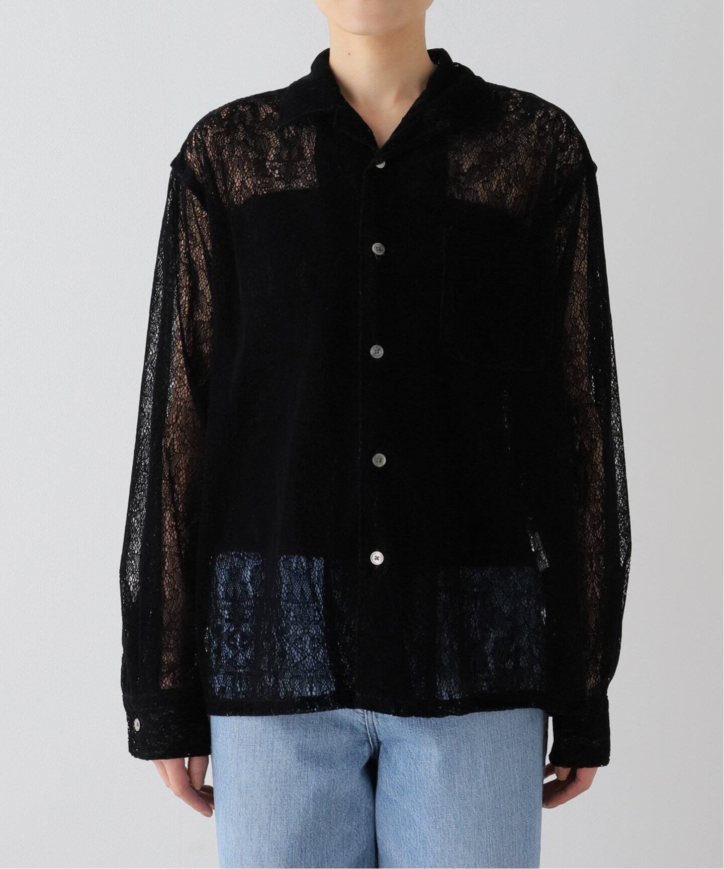 JANE SMITH/ジェーンスミス FLOCKY LACE OPEN COLLAR シャツ  