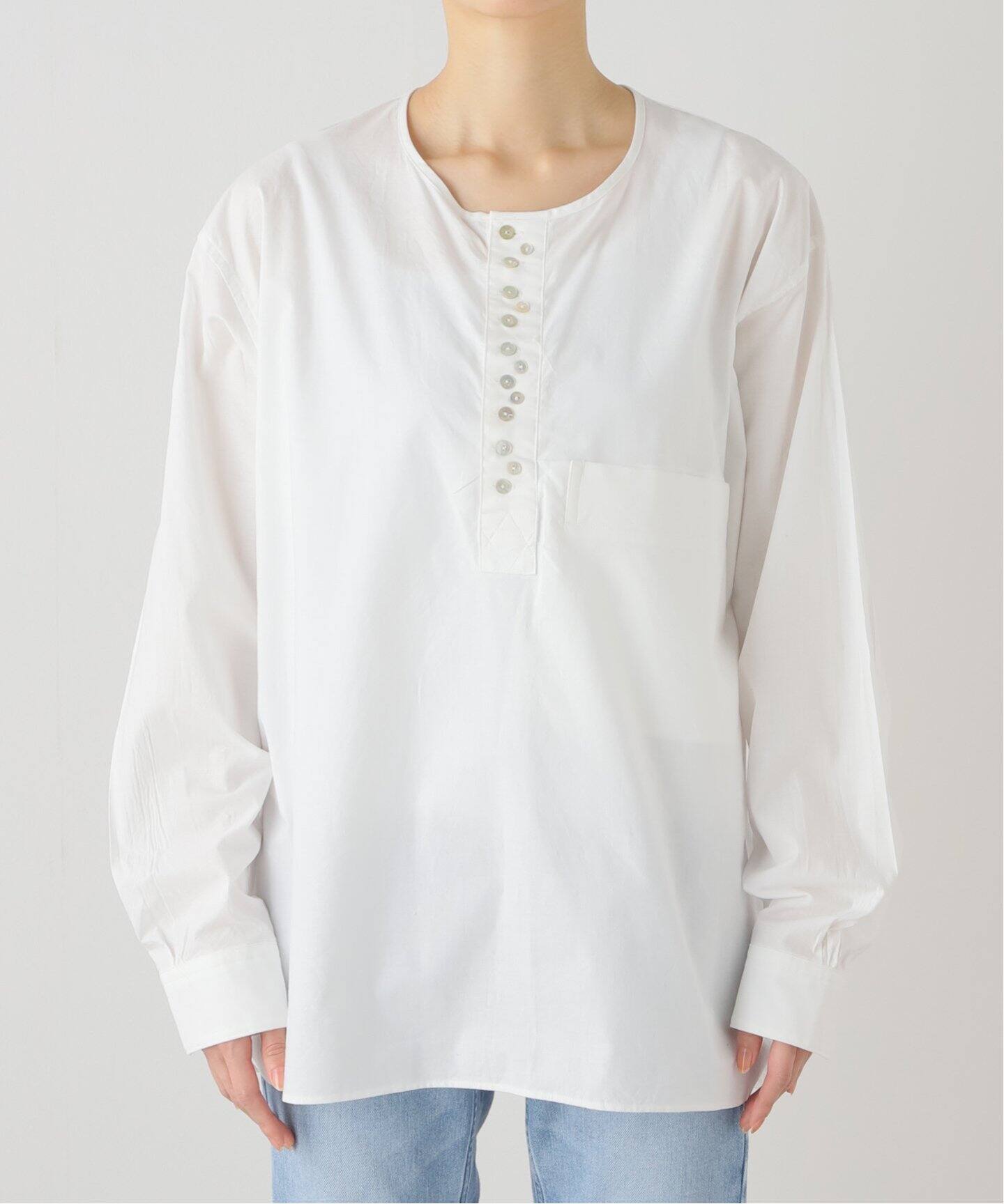 NICENESS / ナイスネス WB.SMITH キャンブリックヘンリーネックシャツ 