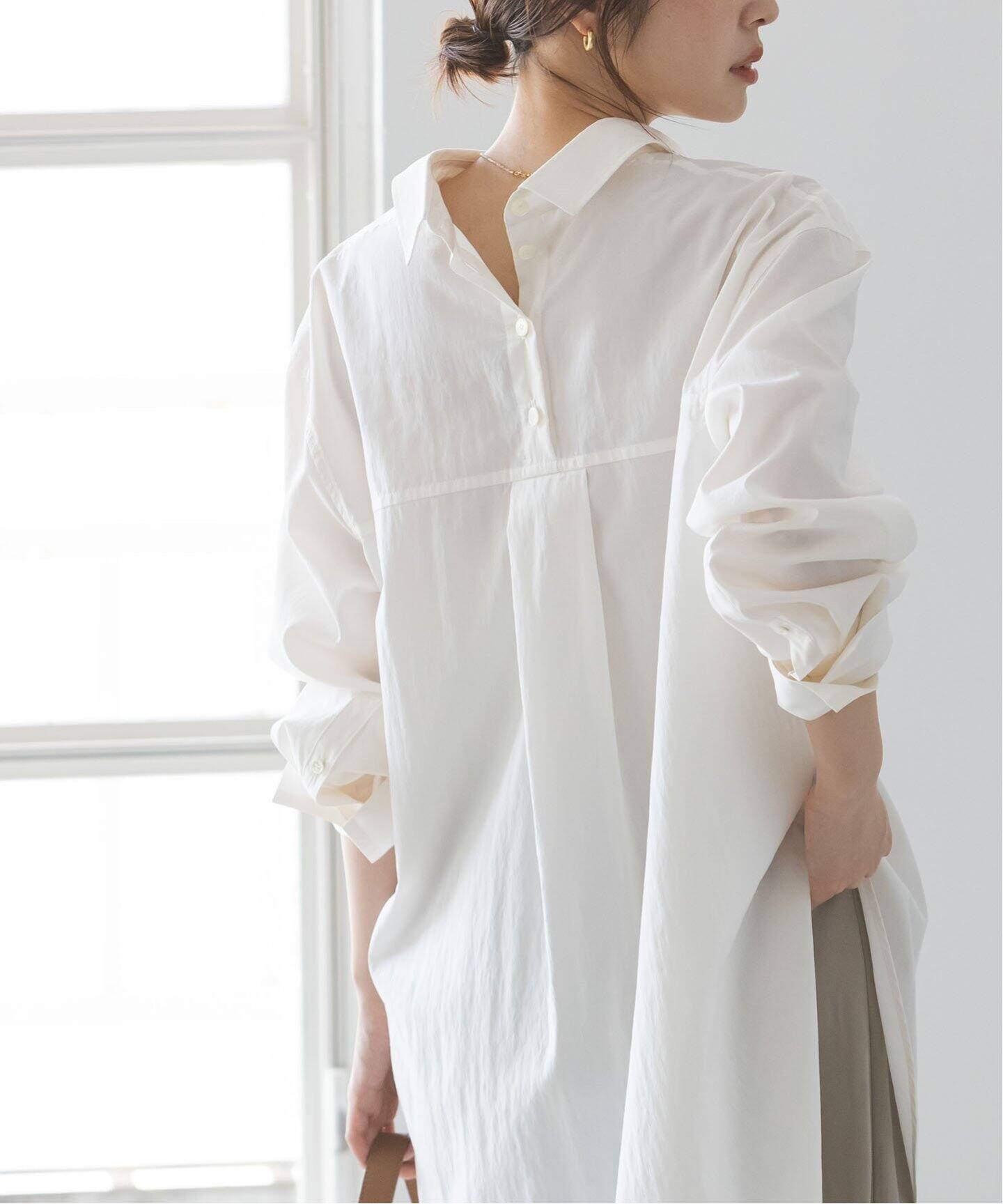 My Policy Shirt】バックボタンレギュラーオーバーシャツ（シャツ 