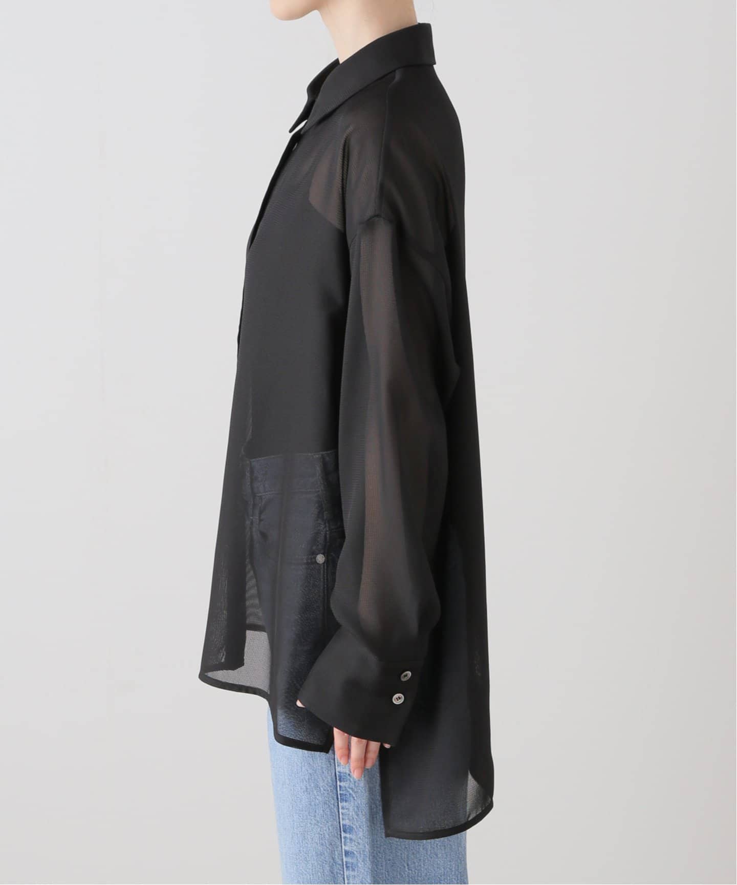 値下げ　NOBLE ELENI/エルニ メッシュレギュラーワイドシャツ 値下げ NOBLE ELENI/エルニ メッシュレギュラーワイドシャツ