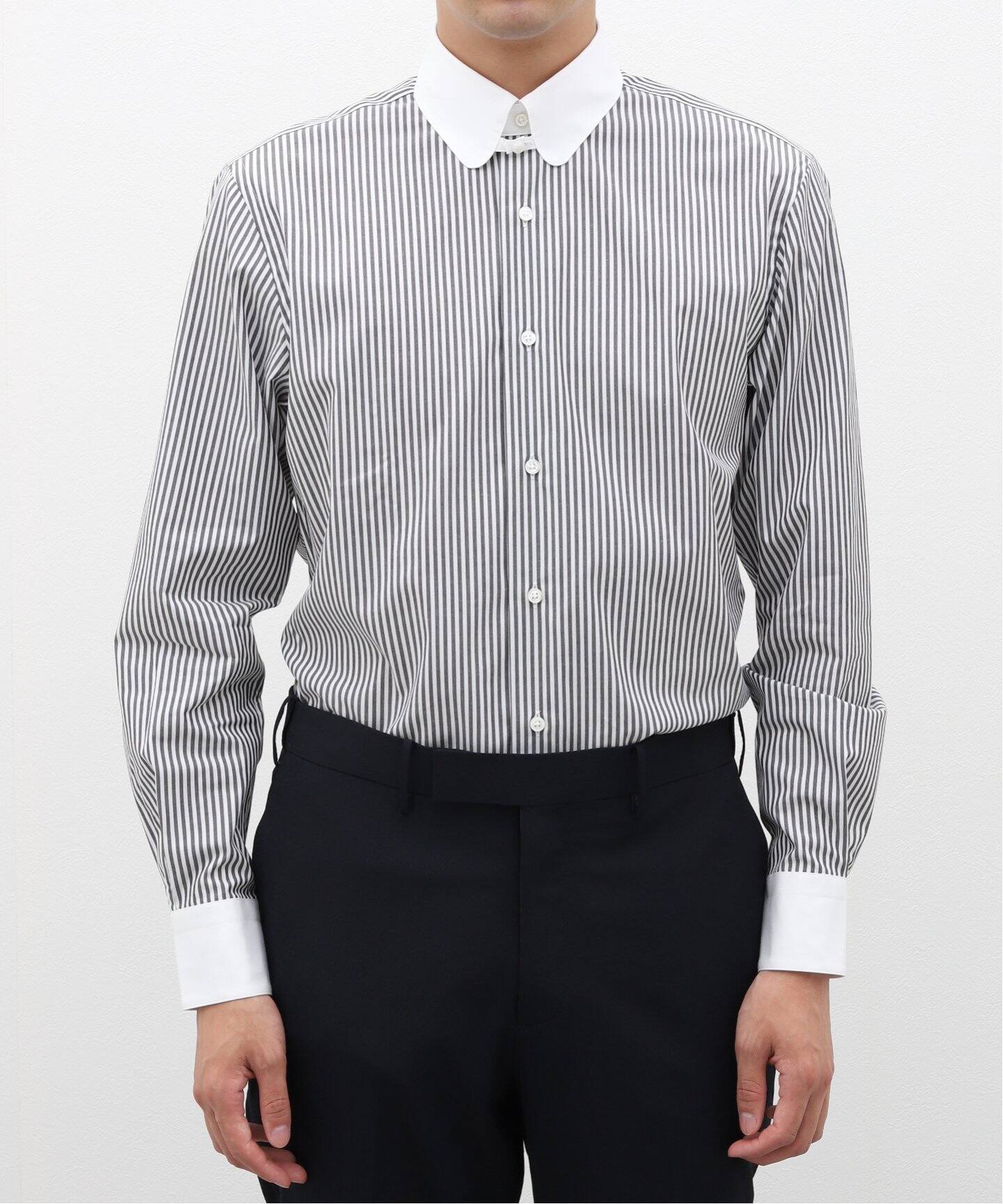 D.ラウンドタブ クレリックシャツ ストライプ（シャツ／ブラウス