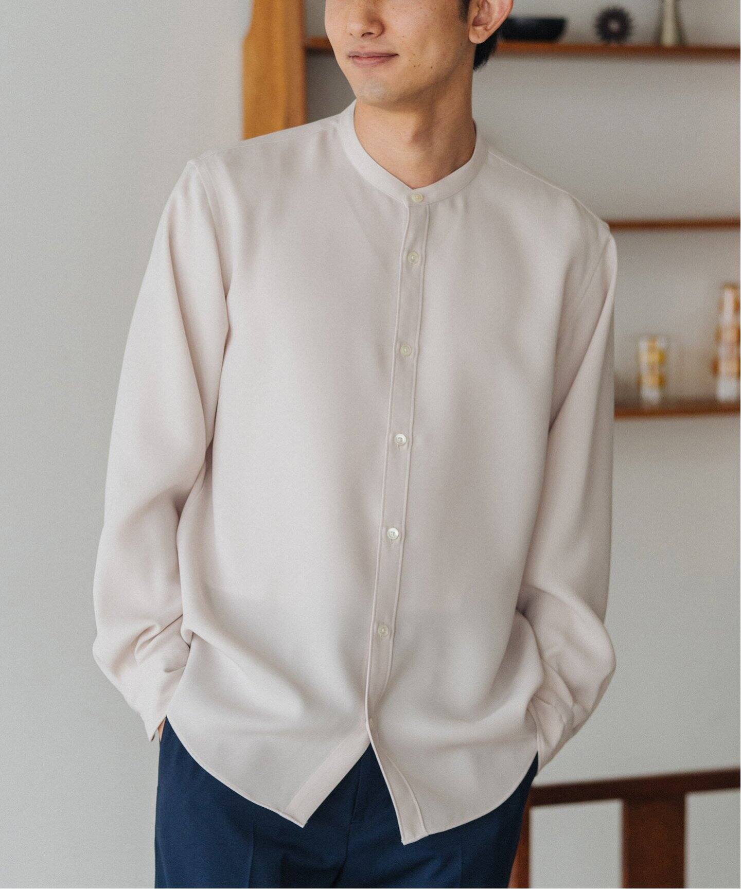 ウォッシャブル バンドカラーシャツ（シャツ／ブラウス