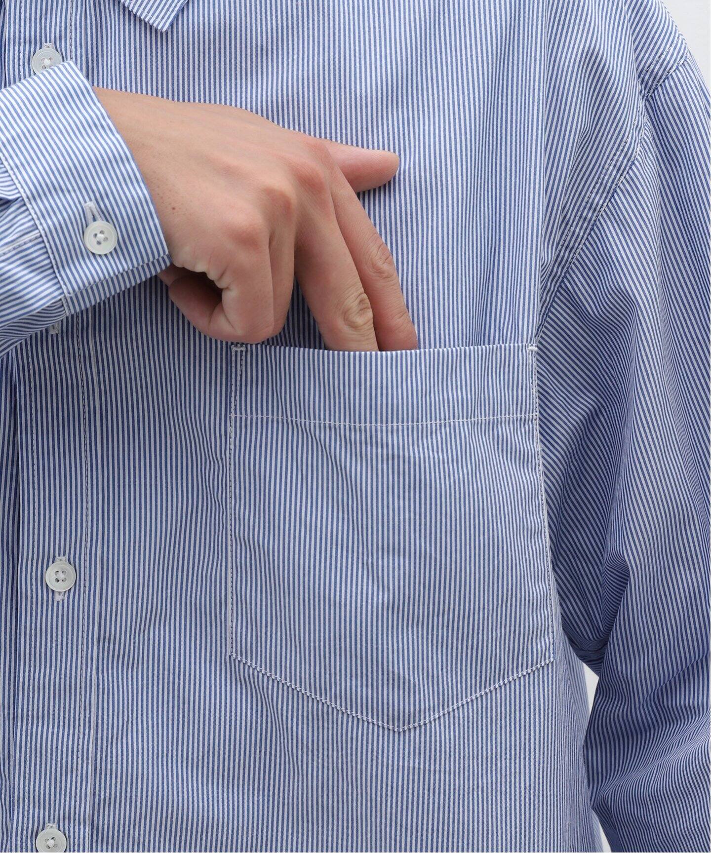 ATON (エイトン) GIZA STRIPE WASHED SHIRT BLAGCW1004（シャツ 