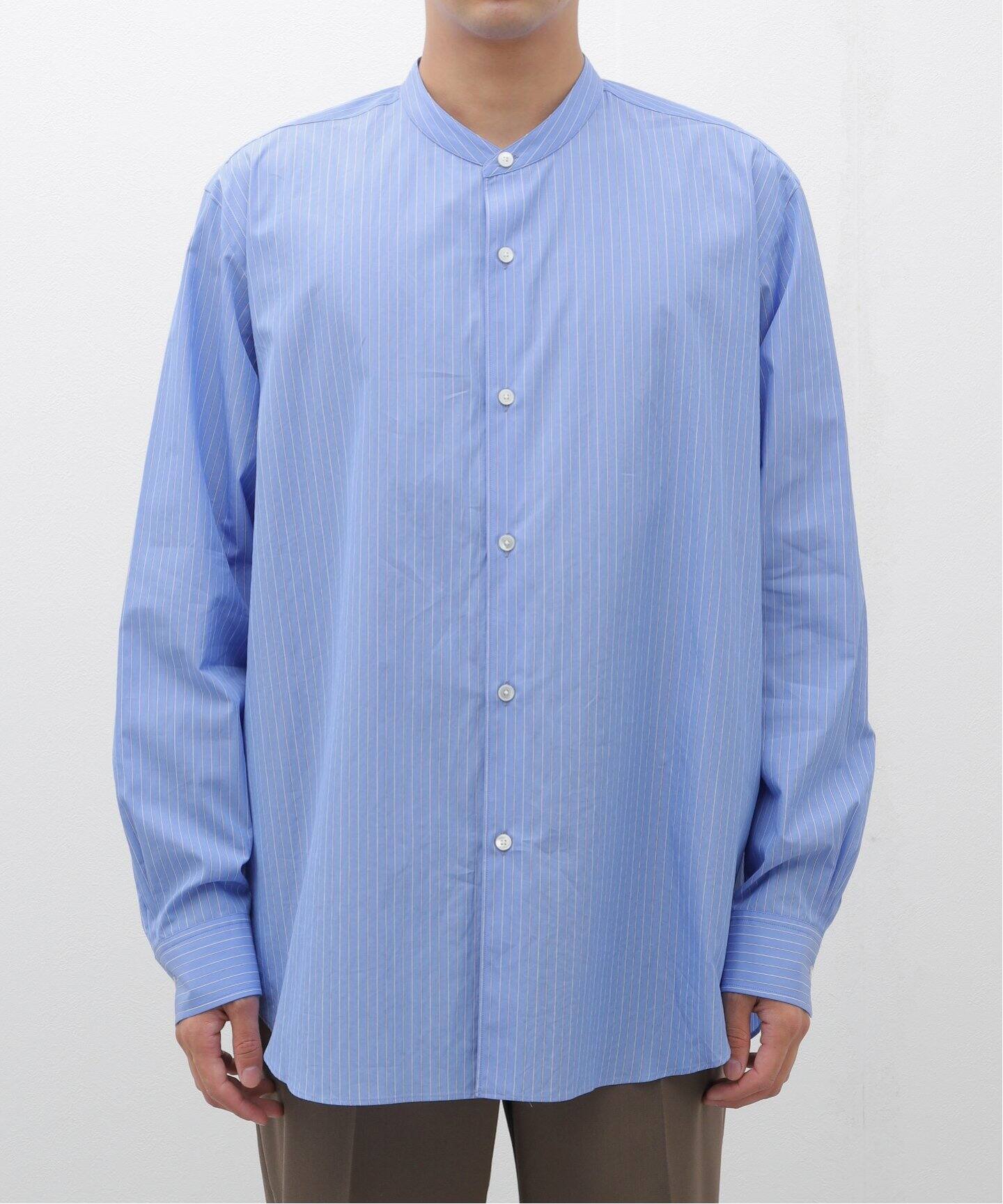 AURALEE (オーラリー)SUVIN HIGH COUNT CLOTH STRIPE スタンドシャツ 