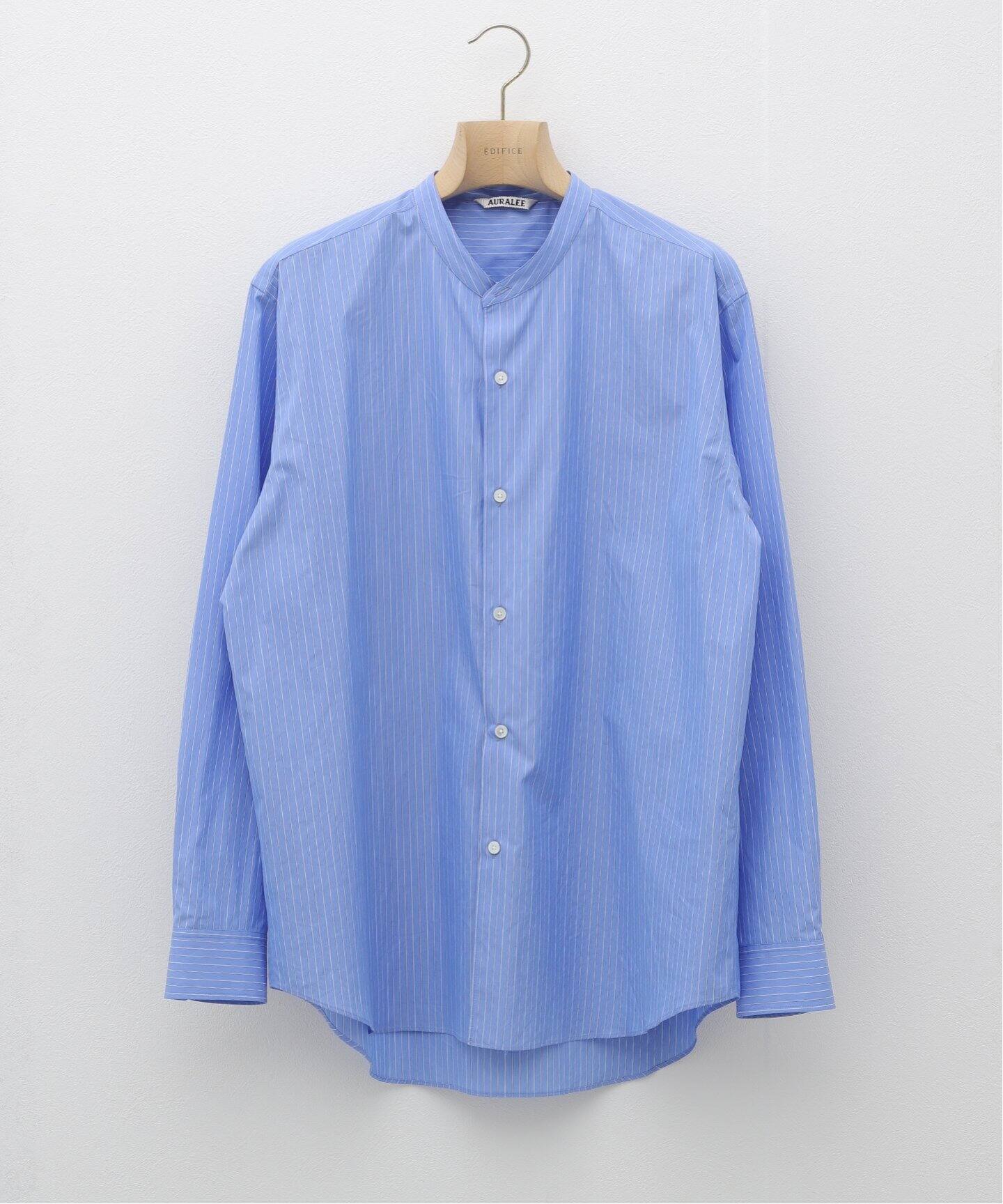 AURALEE (オーラリー)SUVIN HIGH COUNT CLOTH STRIPE スタンドシャツ 