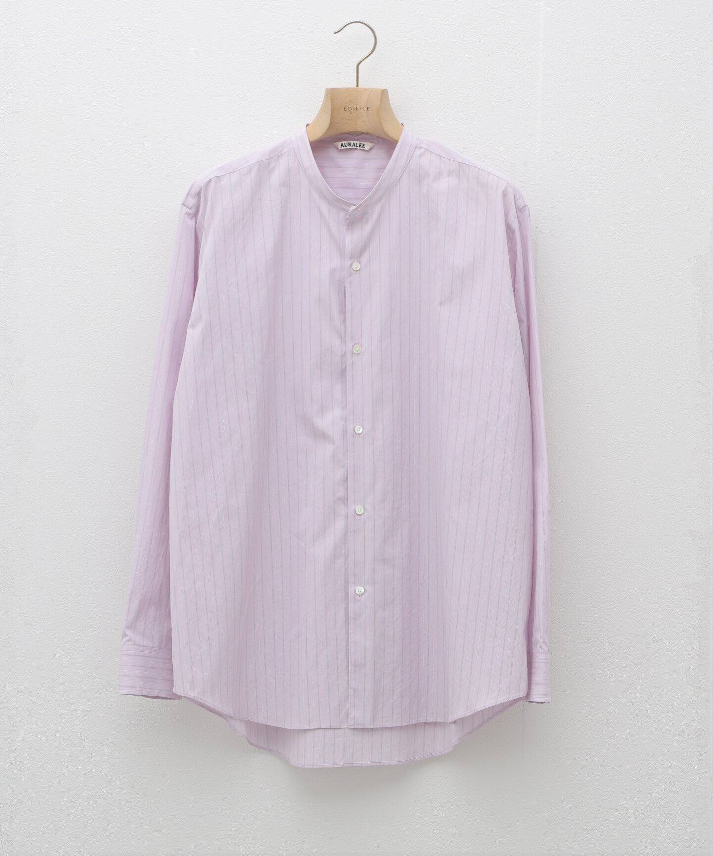 AURALEE (オーラリー)SUVIN HIGH COUNT CLOTH STRIPE スタンドシャツ 