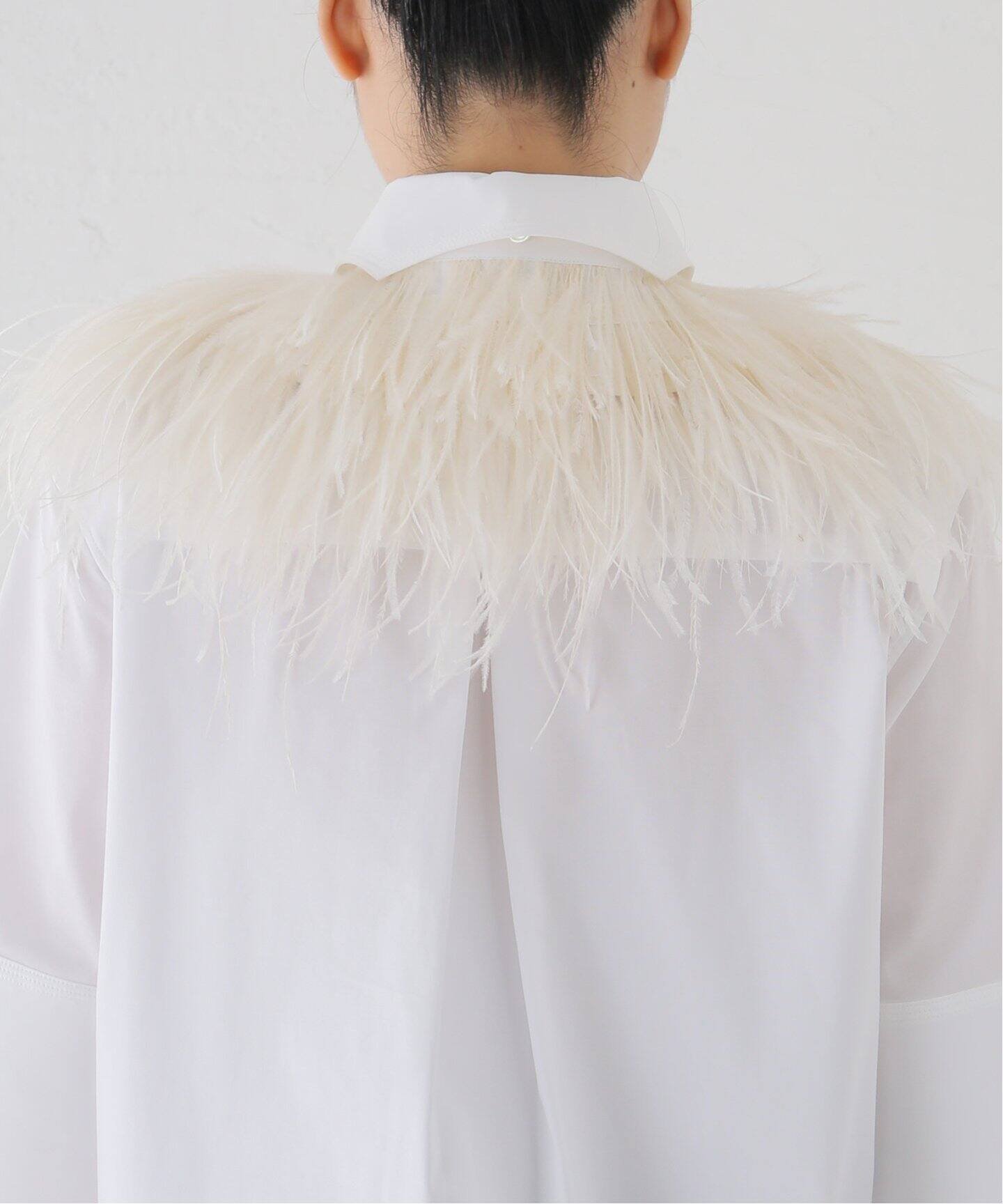TOGA PULLA/トーガプルラ】Cotton S/S shirt with feather：シャツ 
