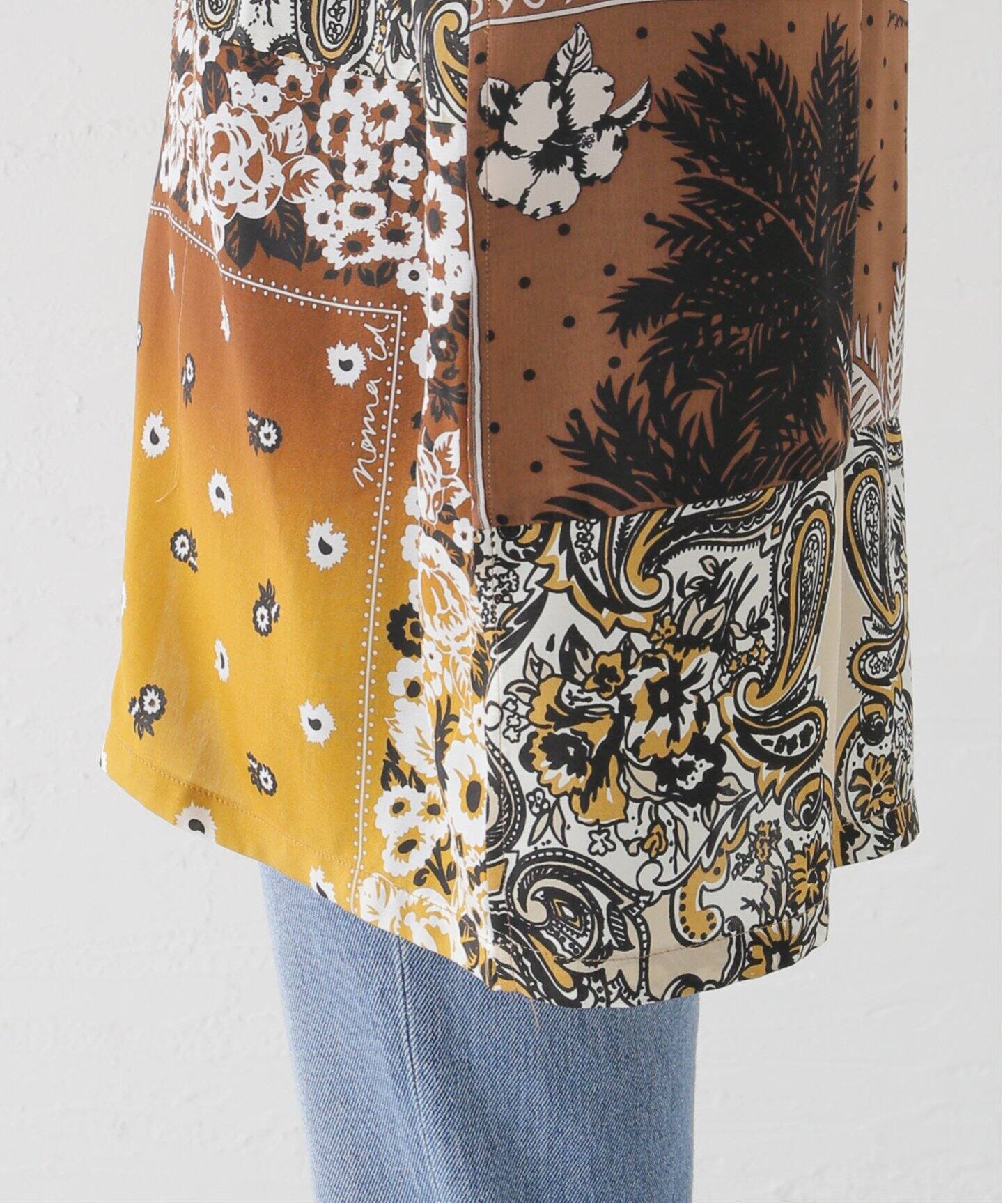 NOMA t.d. / ノーマティーディー】Patchwork Open-Collar Shirt:シャツ 