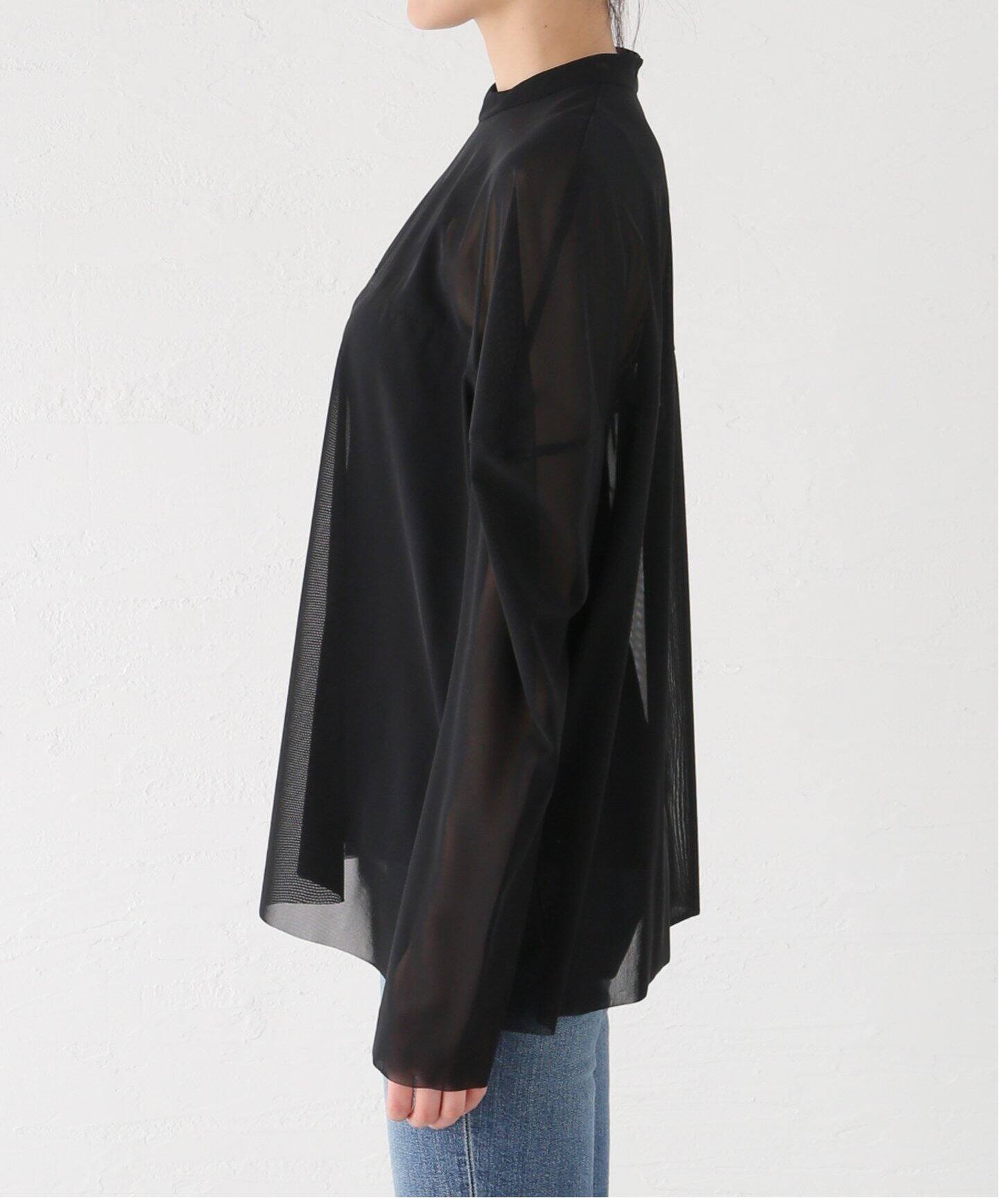 CLANE/クラネ】SHEER MESH CURVE SLEEVE TOPS：シャツ（シャツ 