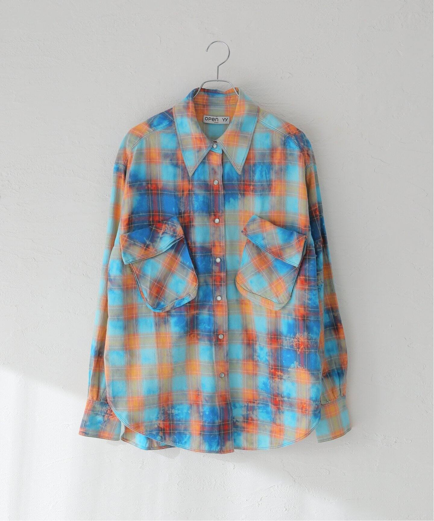 OPEN YY / オープンワイワイ】FADED CHECK POCKET SHIR：シャツ 