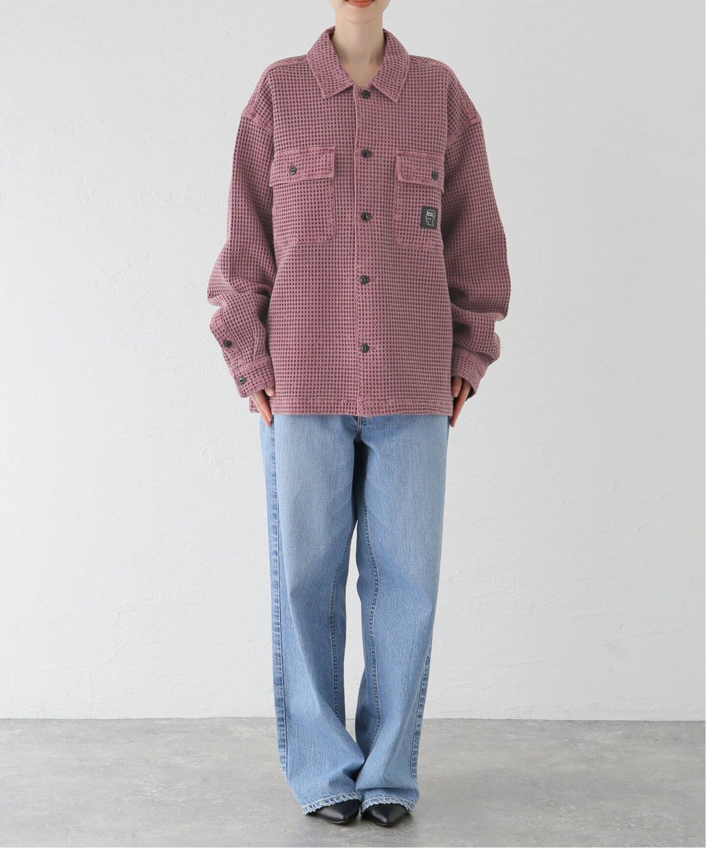 BRAIN DEAD/ブレインデッド】WAFFLE BUTTON FRONT SHIRT：シャツ 