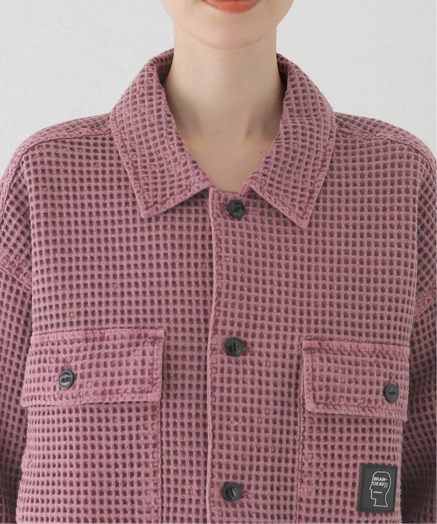 BRAIN DEAD/ブレインデッド】WAFFLE BUTTON FRONT SHIRT：シャツ 