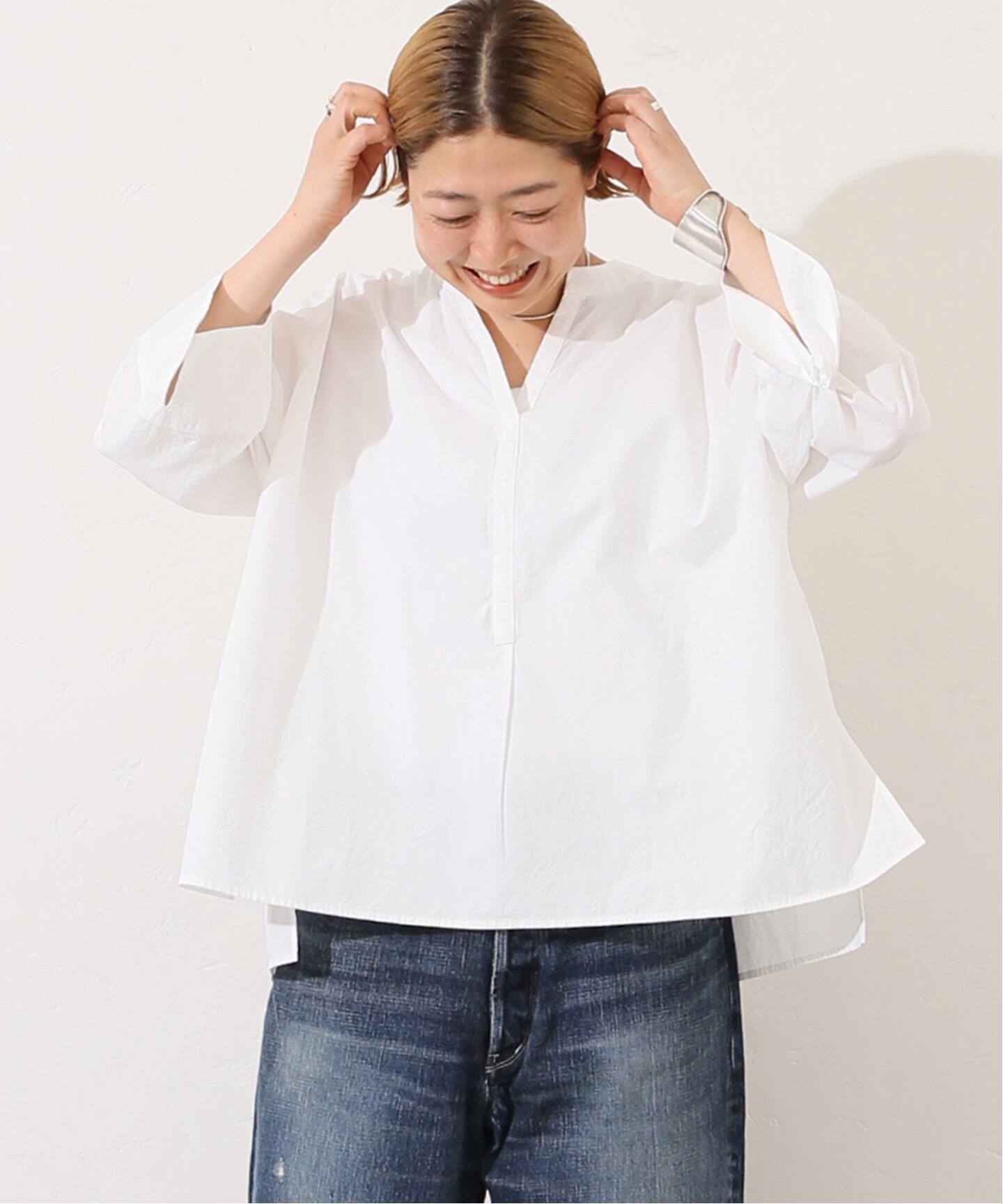ダンプワッシャー キーネックブラウス（シャツ／ブラウス）｜journal 