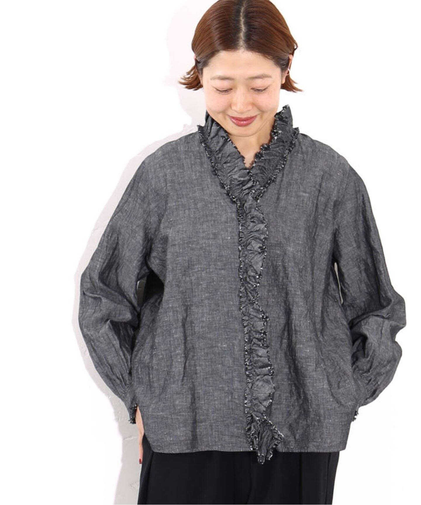 CLシャンブレー フリルブラウス（シャツ／ブラウス）｜journal  