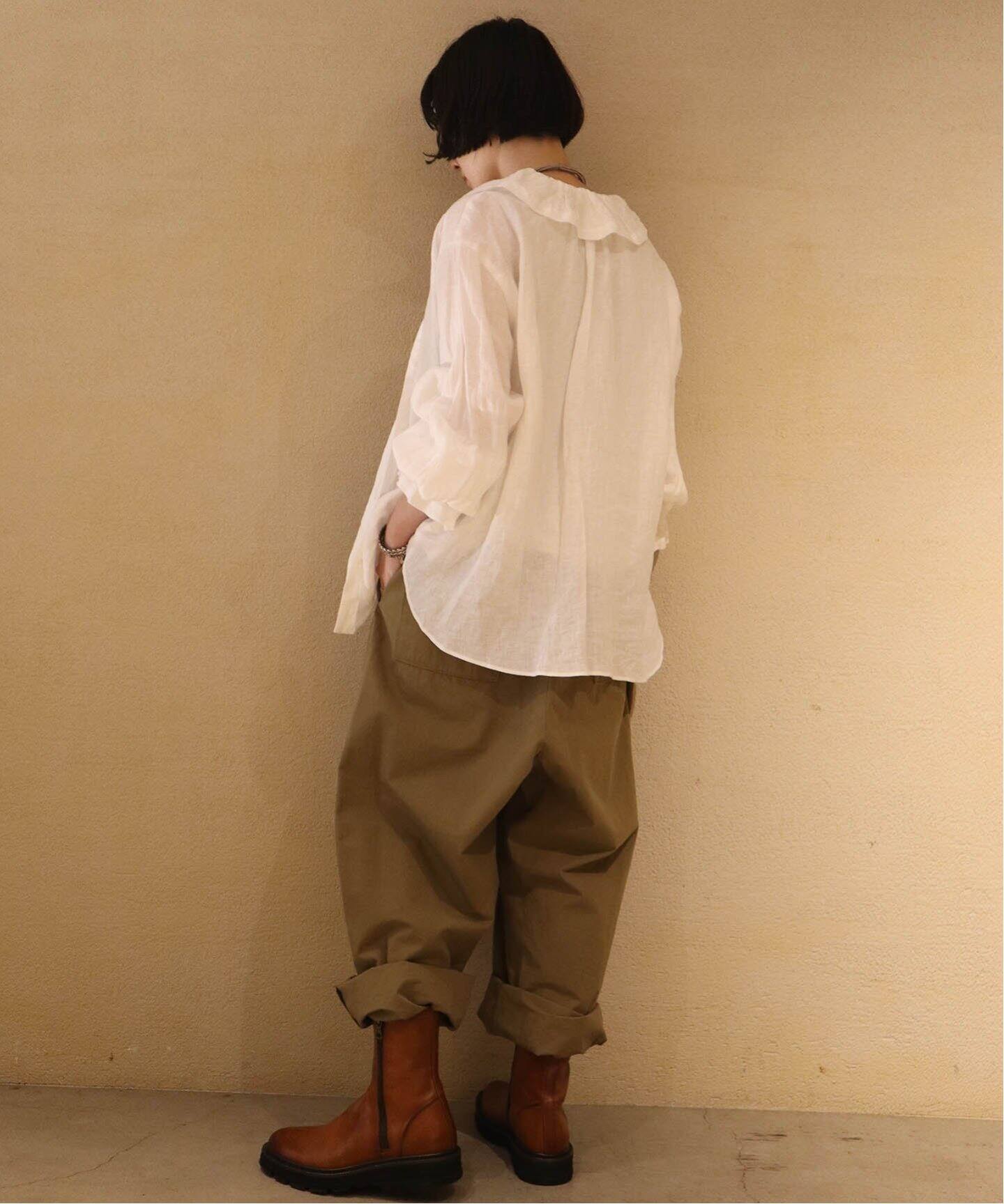 フレンチリネン フリルパフブラウス（シャツ／ブラウス）｜journal 
