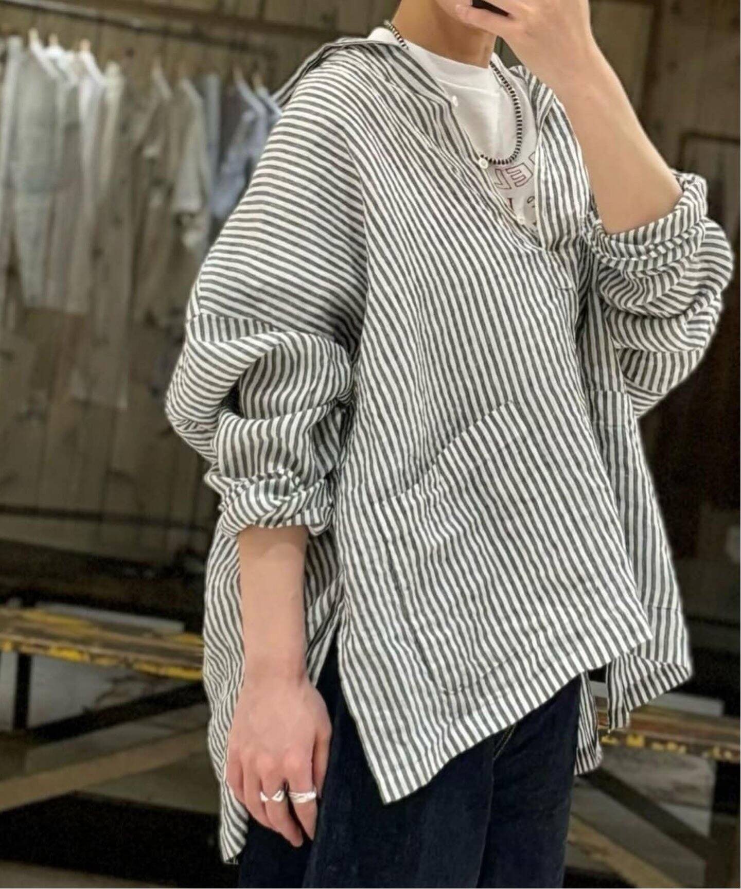 リネンワッシャー スキッパーシャツ（シャツ／ブラウス）｜journal 