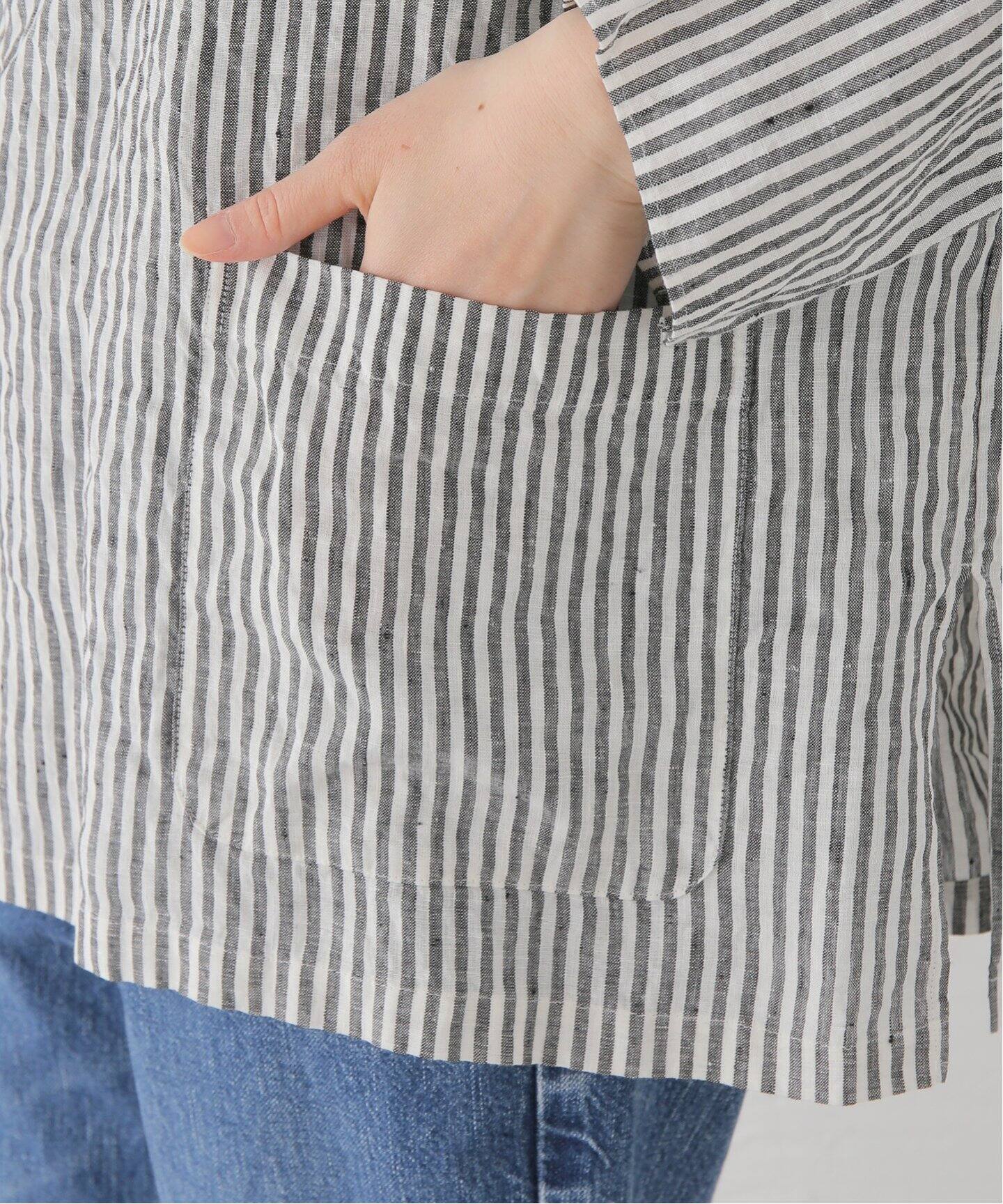 リネンワッシャー スキッパーシャツ（シャツ／ブラウス）｜journal 