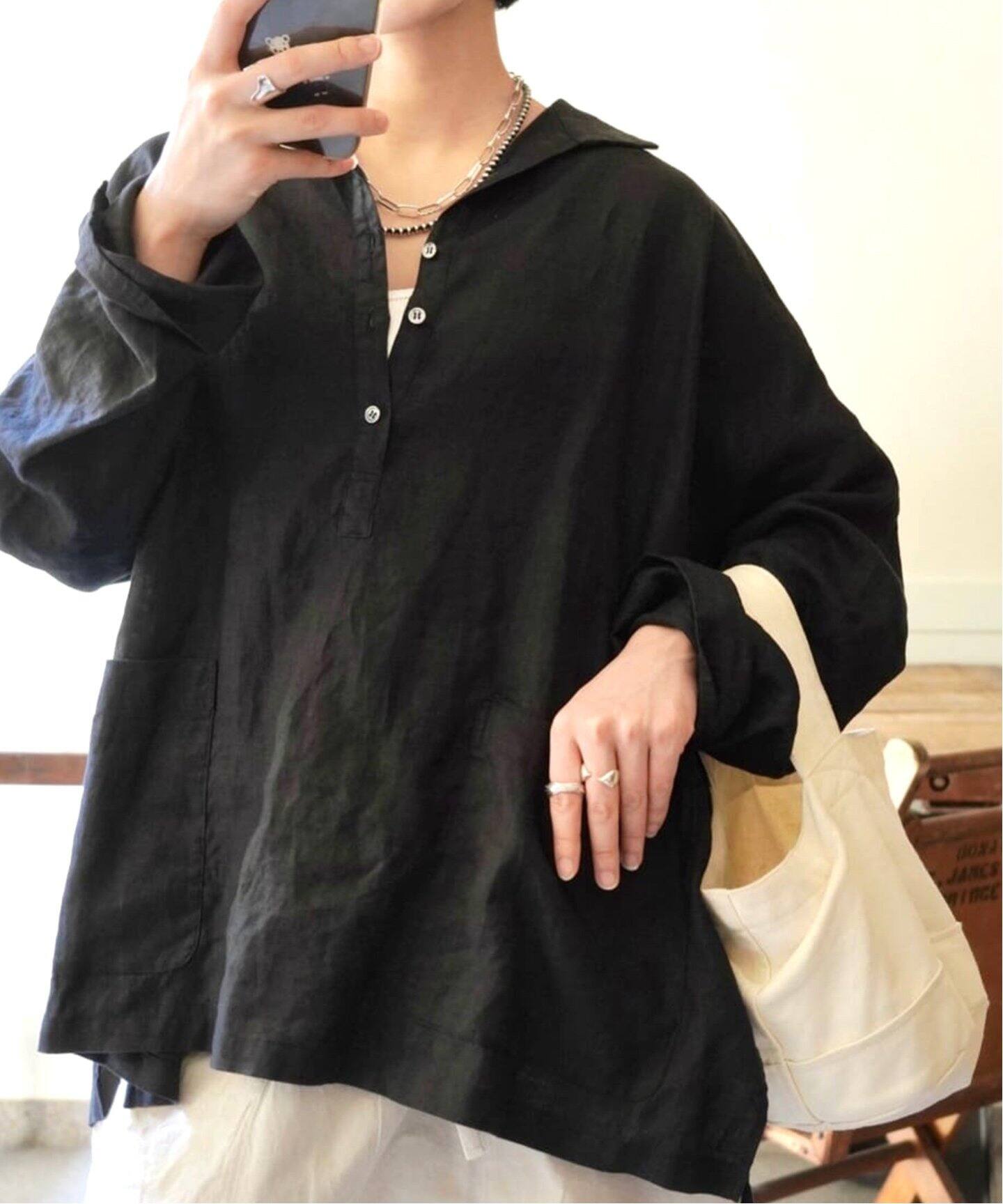 リネンワッシャー スキッパーシャツ（シャツ／ブラウス）｜journal 