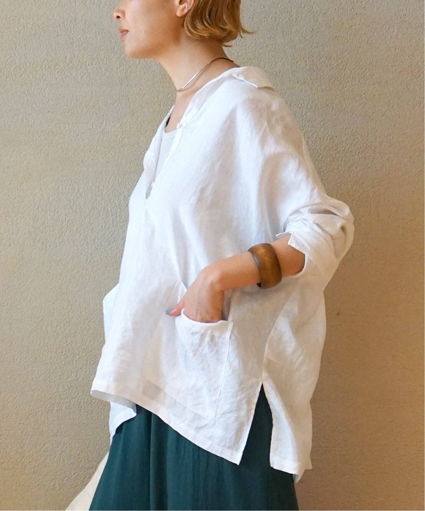 リネンワッシャー スキッパーシャツ（シャツ／ブラウス）｜journal 