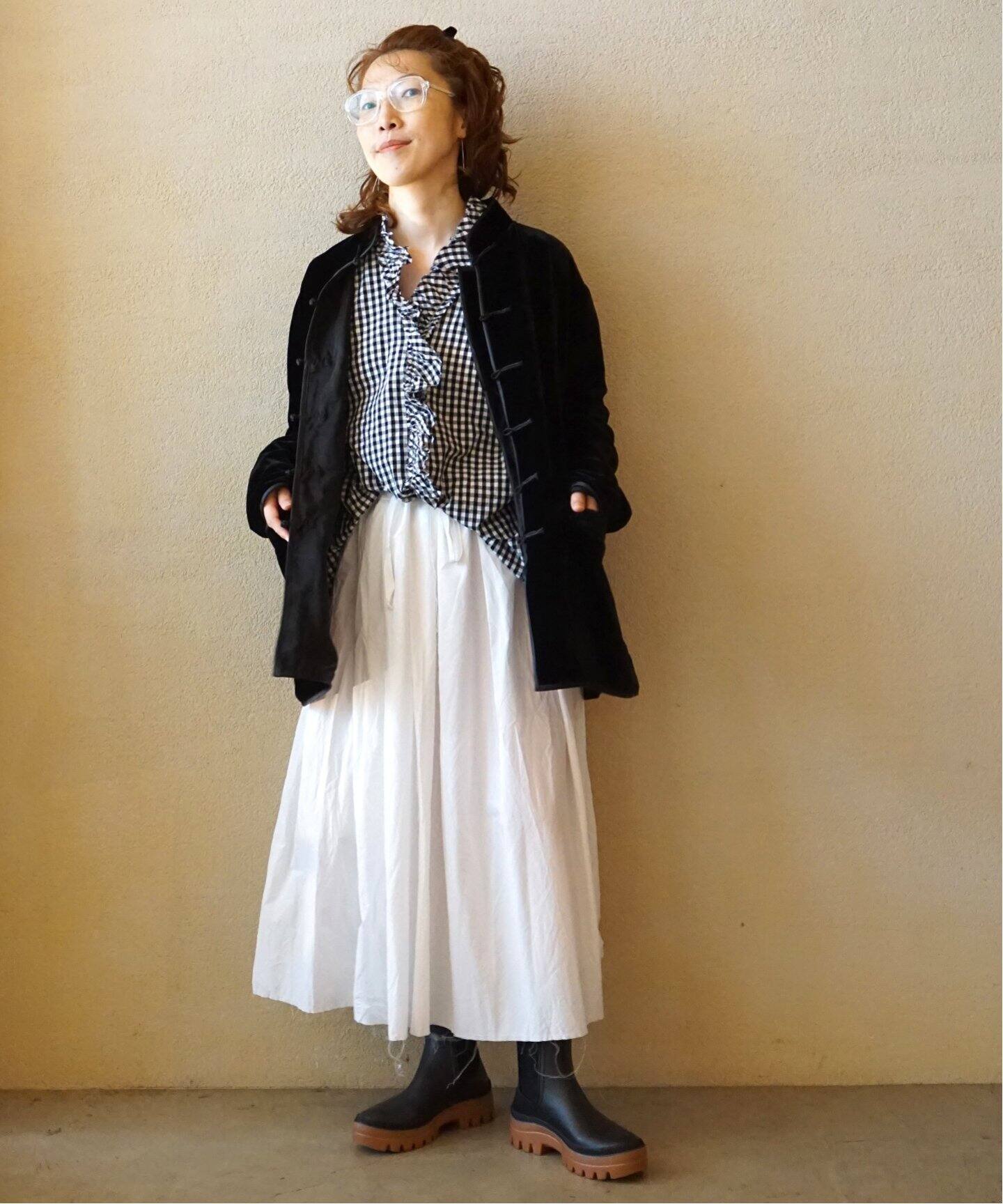 追加》ギンガム フリルブラウス（BLK）（シャツ／ブラウス）｜journal  