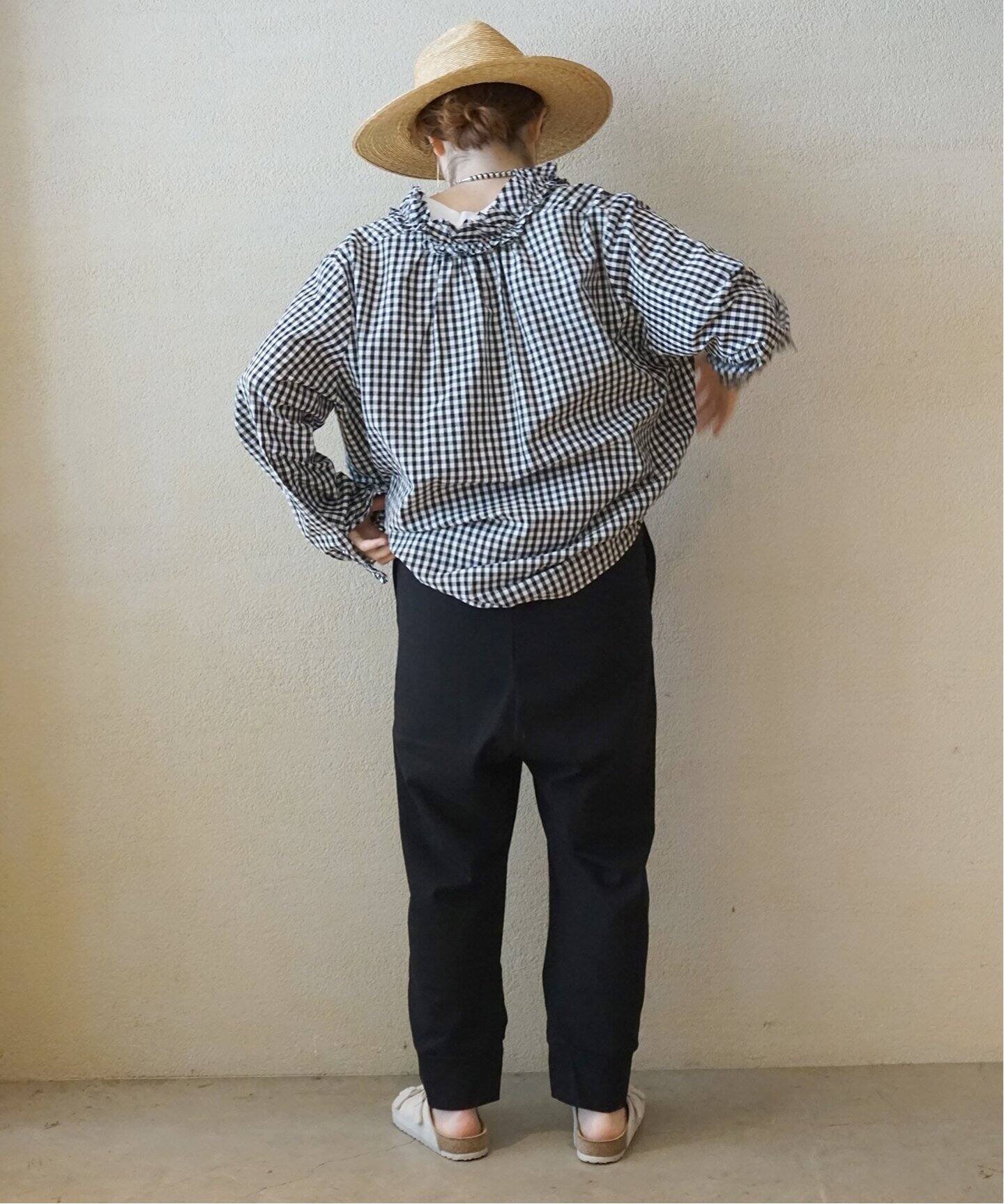 追加》ギンガム フリルブラウス（BLK）（シャツ／ブラウス）｜journal  