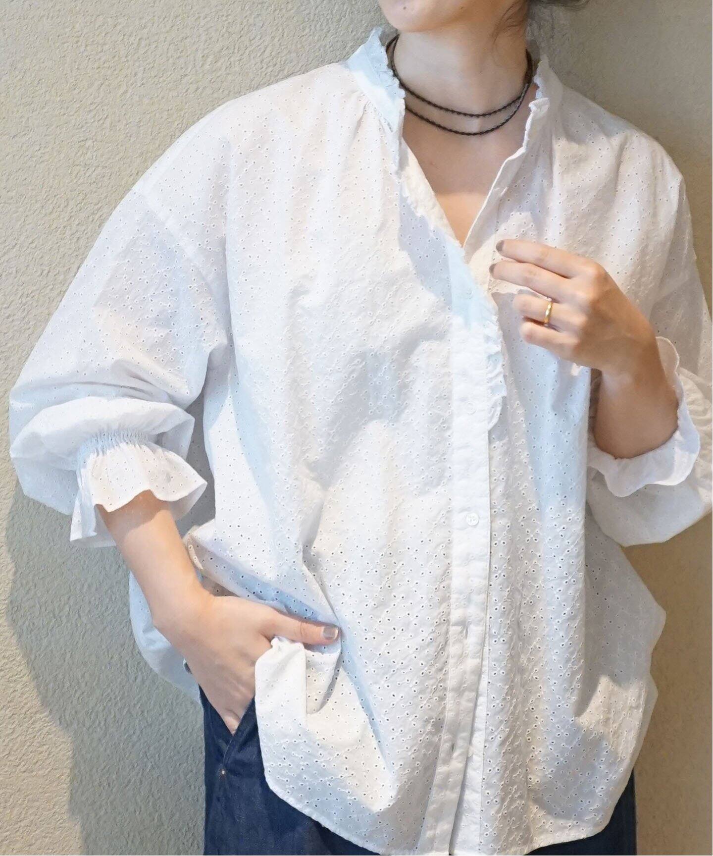 オールオーバーレース フリルパフブラウス（シャツ／ブラウス  