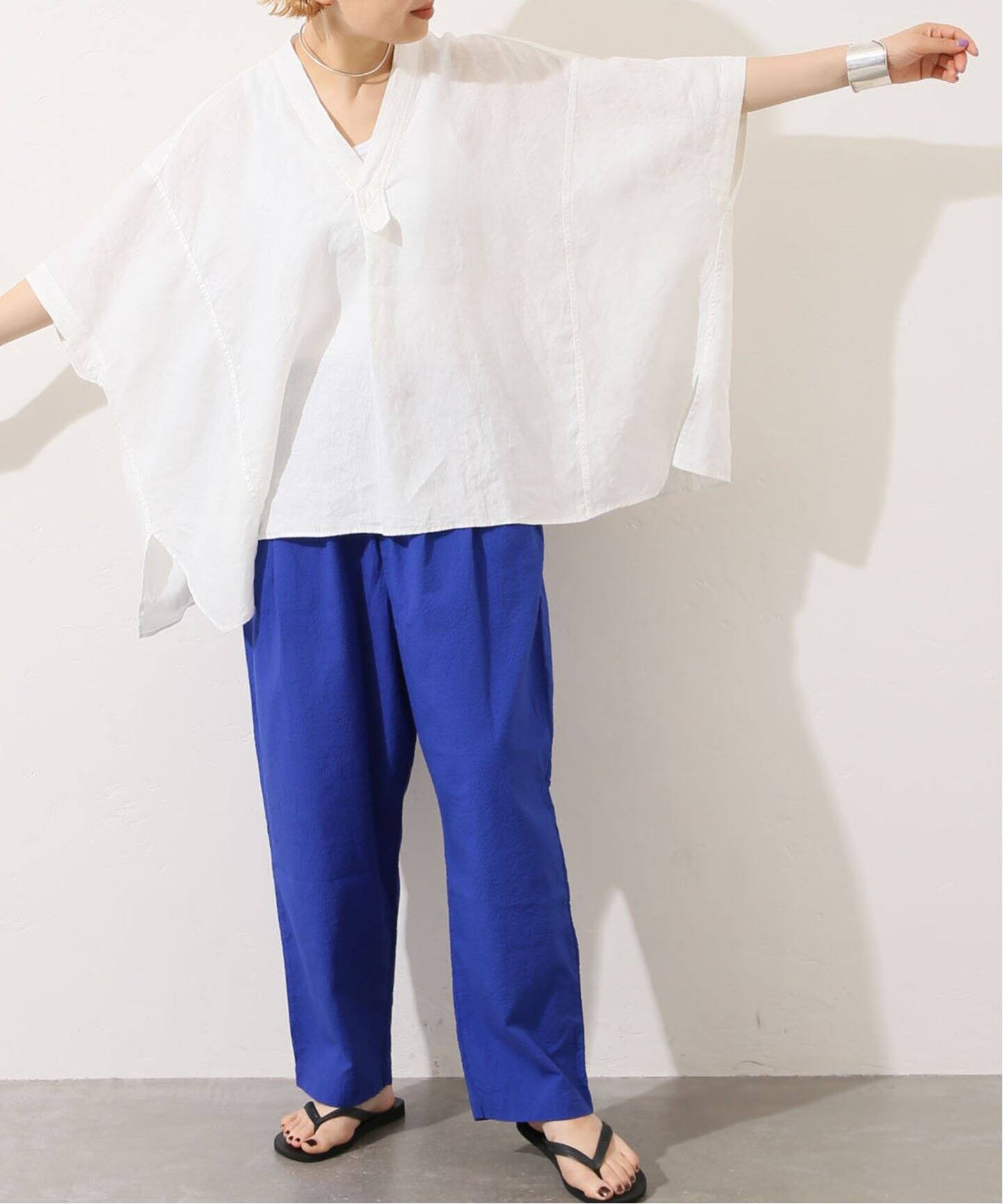 40リネンワッシャー Vスキッパーシャツ（シャツ／ブラウス）｜journal 