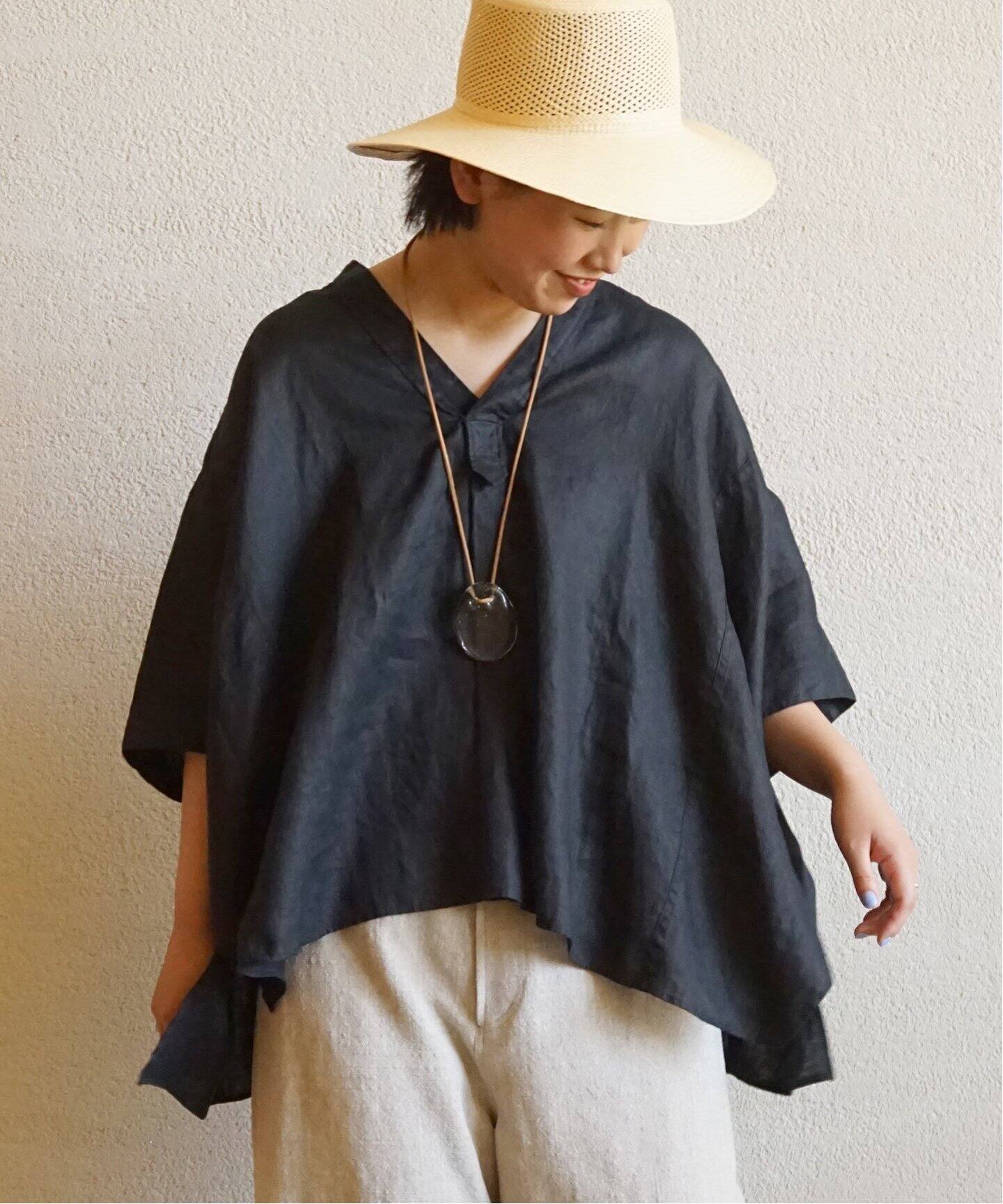40リネンワッシャー Vスキッパーシャツ（シャツ／ブラウス）｜journal 