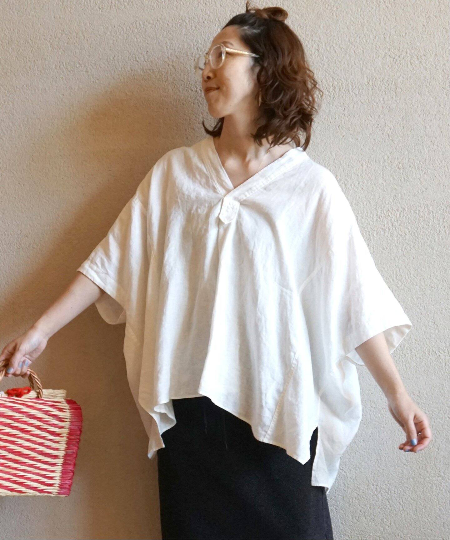 40リネンワッシャー Vスキッパーシャツ（シャツ／ブラウス）｜journal 